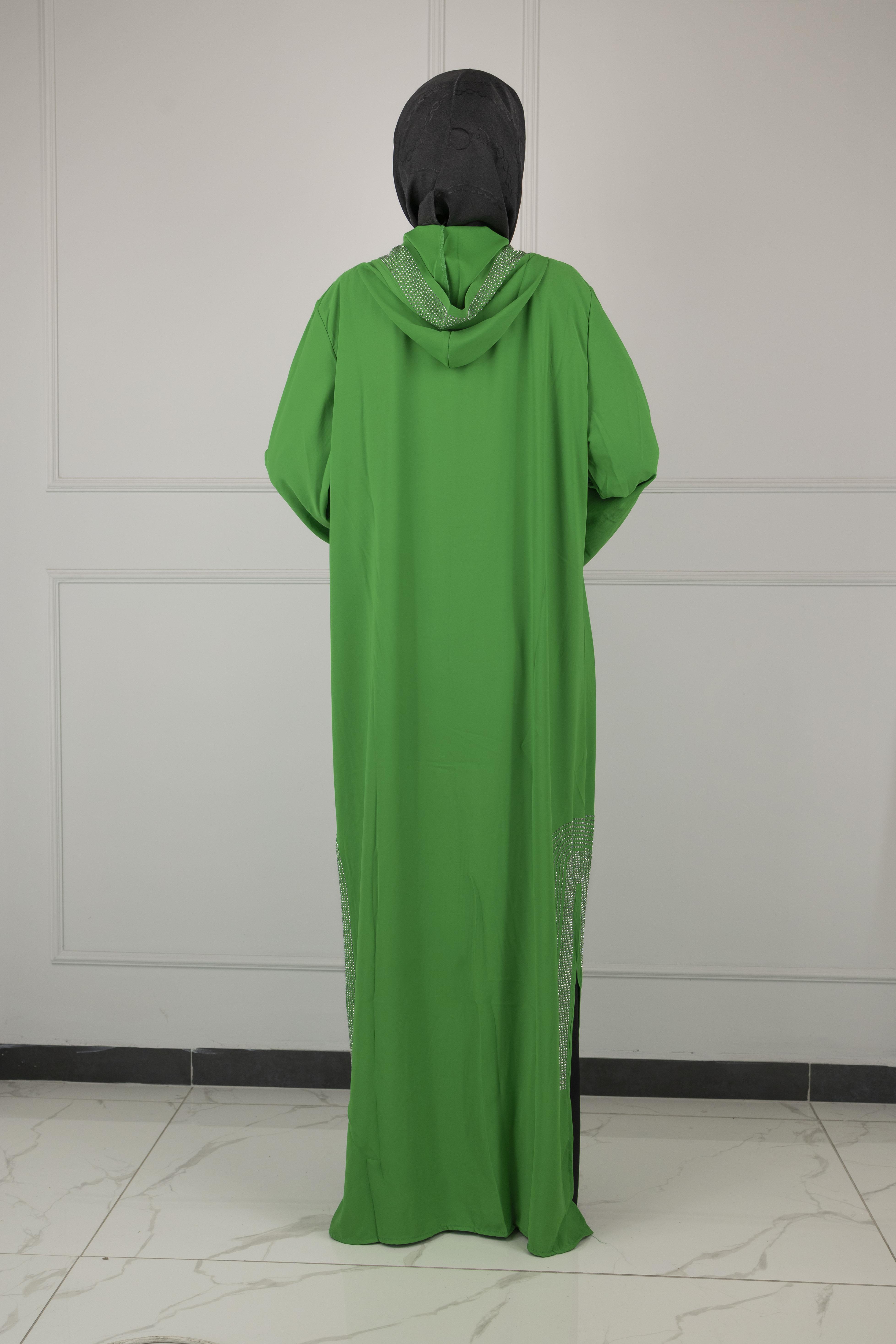 OTTOMAN TAŞLI DUBAİ FERACE Yeşil OTW6112