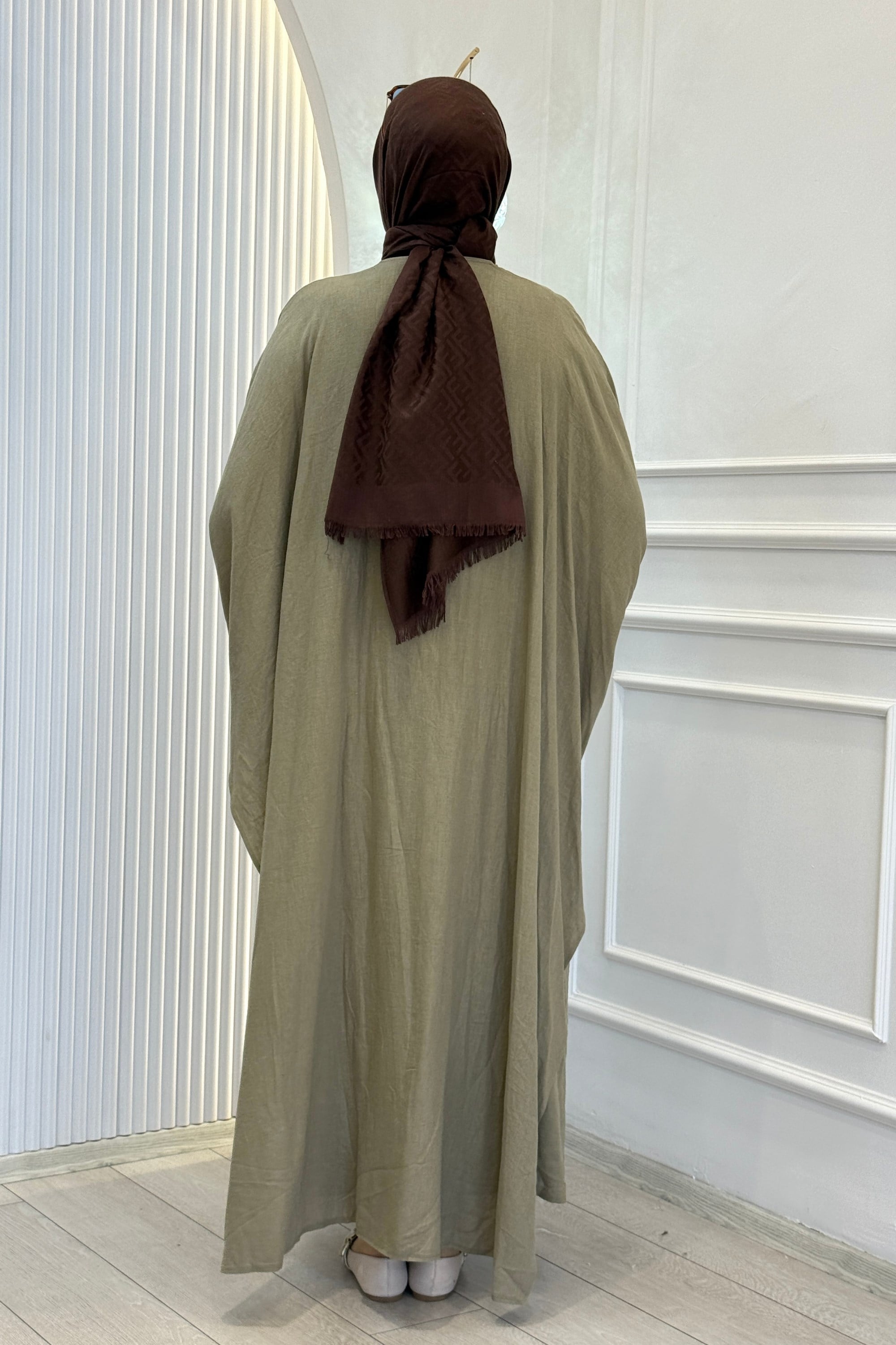 Oversize Tesettür Abaya Takım Haki OTW9835