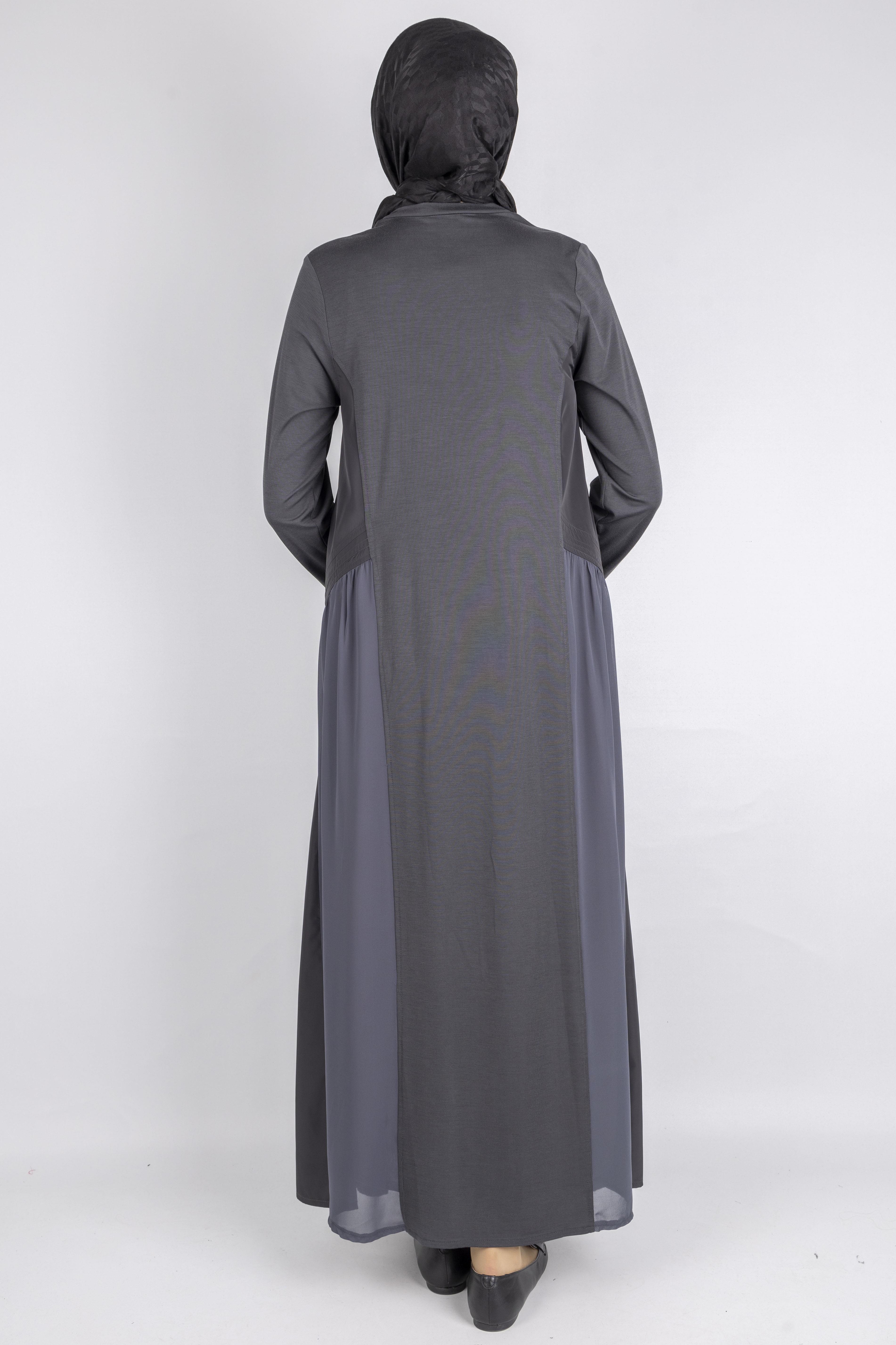 Paraşüt Kumaş Detaylı Çelik Örme Elbise Antrasit OTW25162