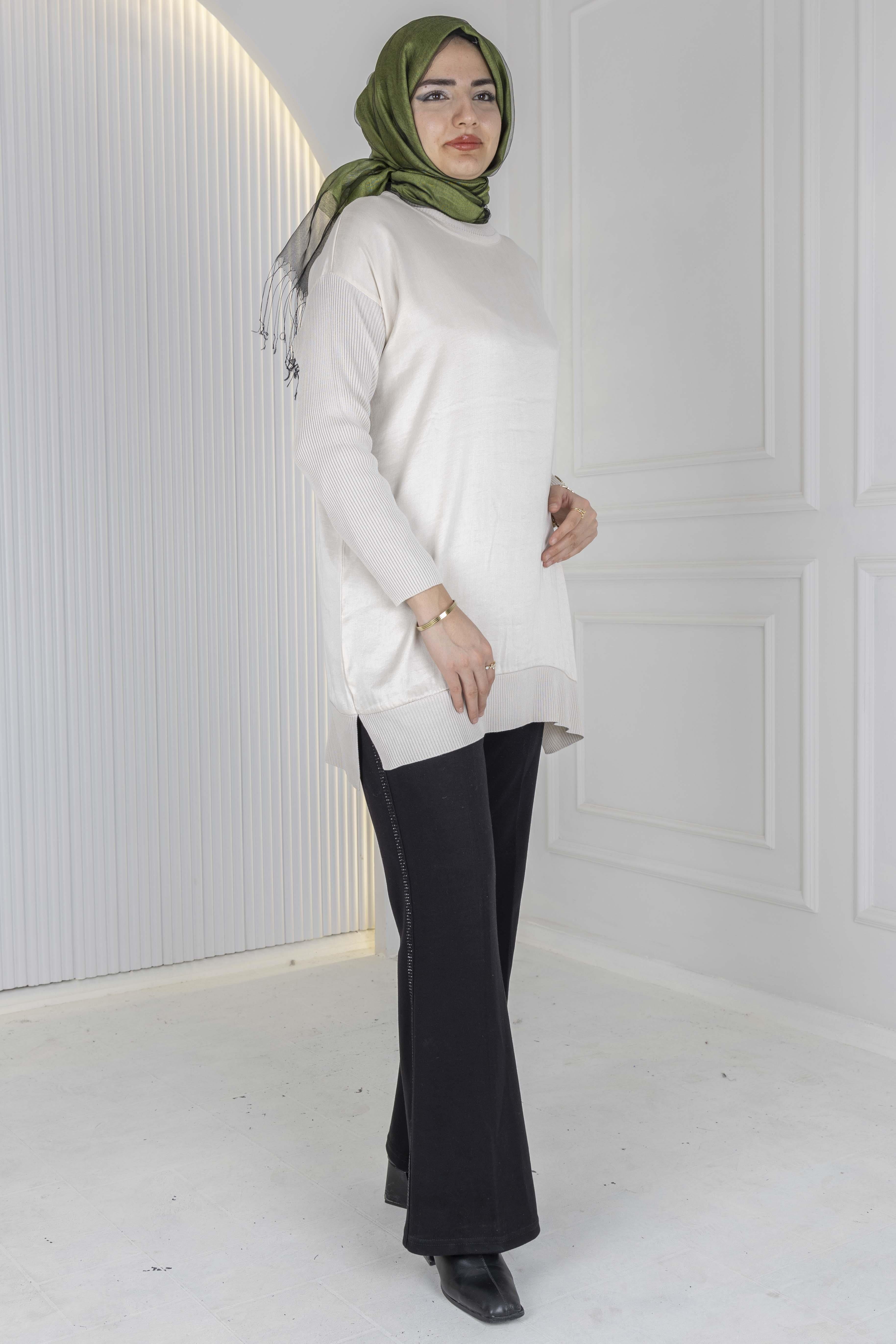 Rayon Kol İpek Qupra Tunik Bej OTW287