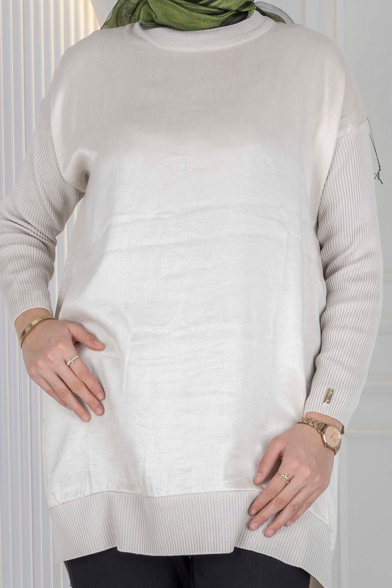 Rayon Kol İpek Qupra Tunik Bej OTW287