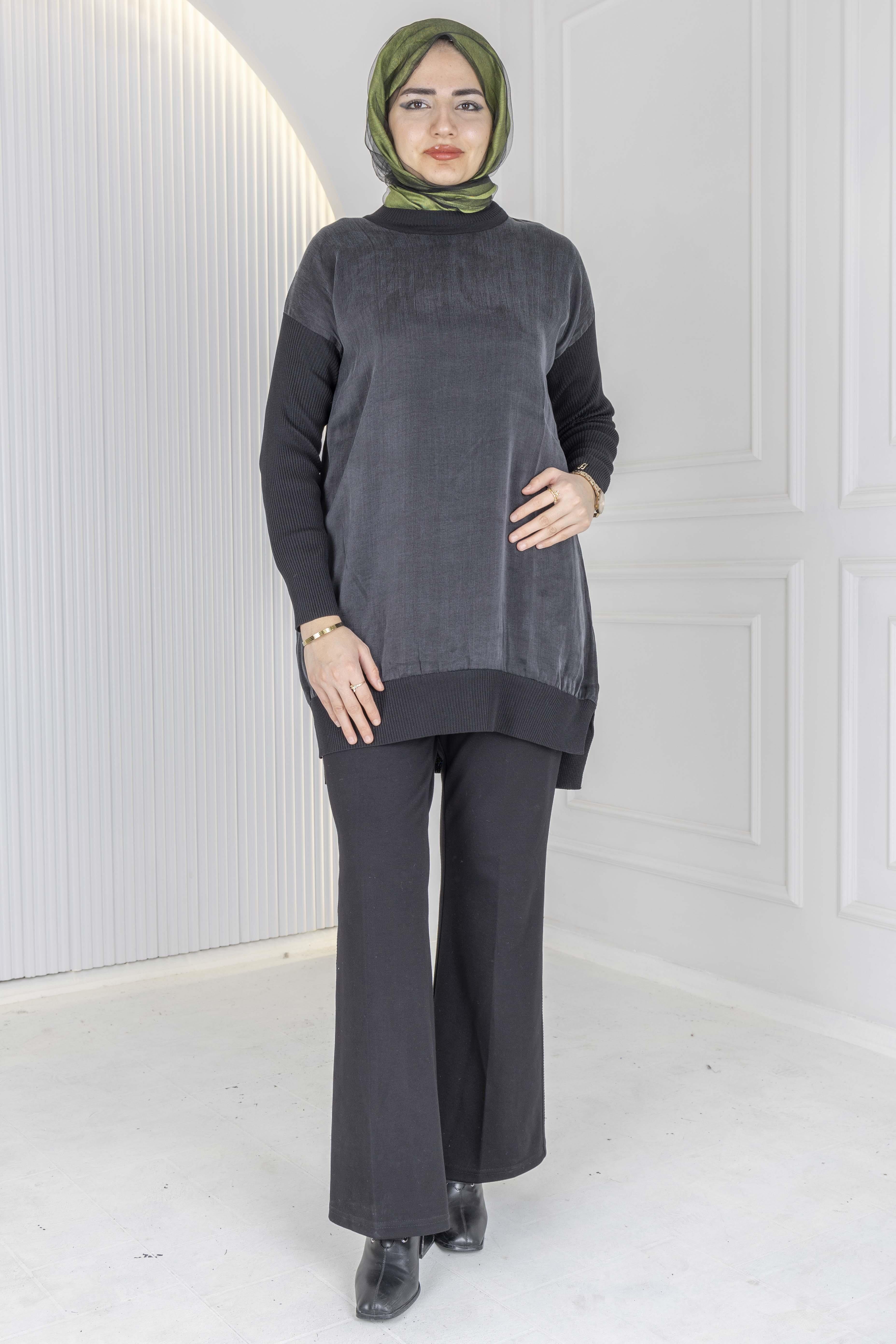 Rayon Kol İpek Qupra Tunik Siyah OTW287