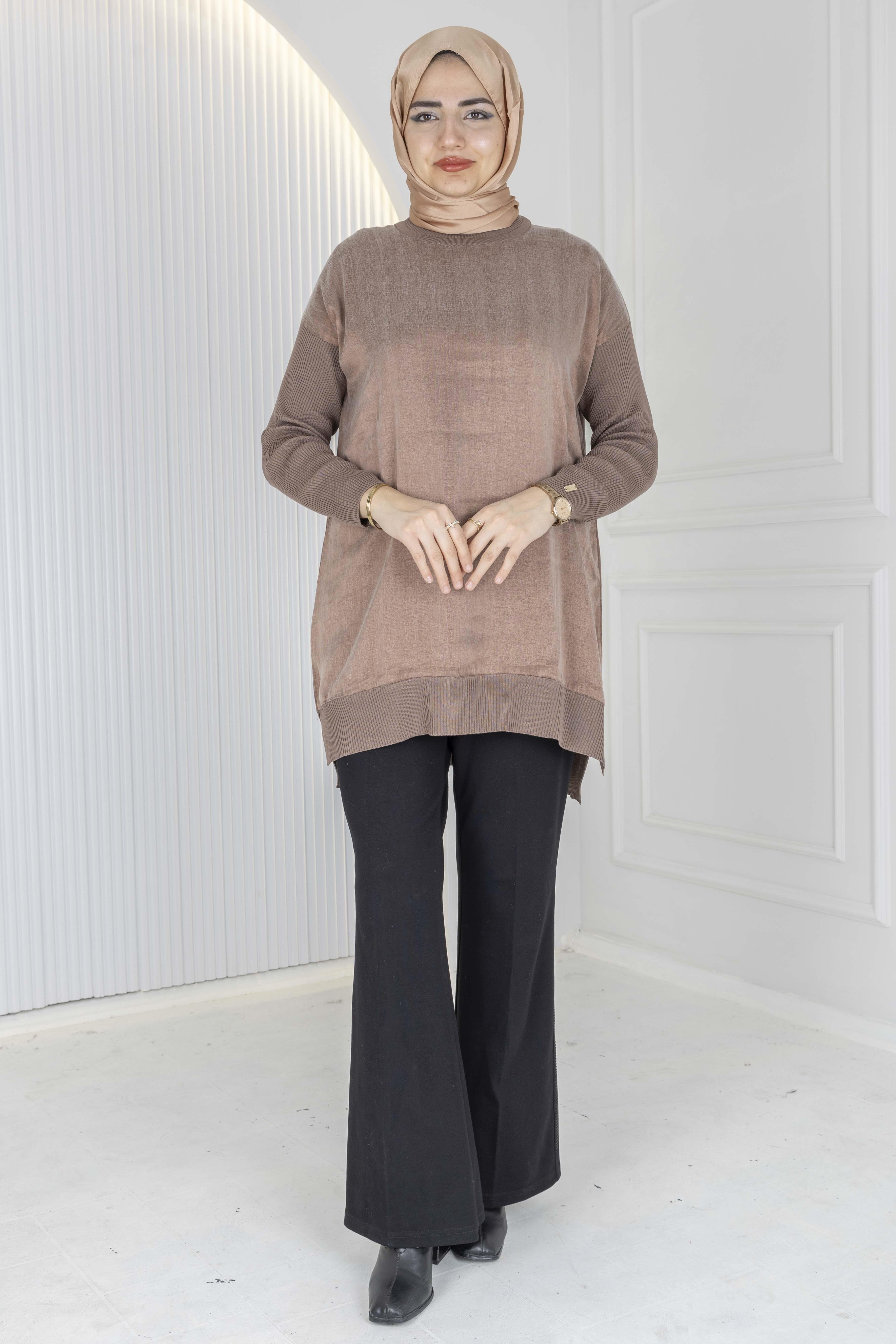 Rayon Kol İpek Qupra Tunik Vizon OTW287