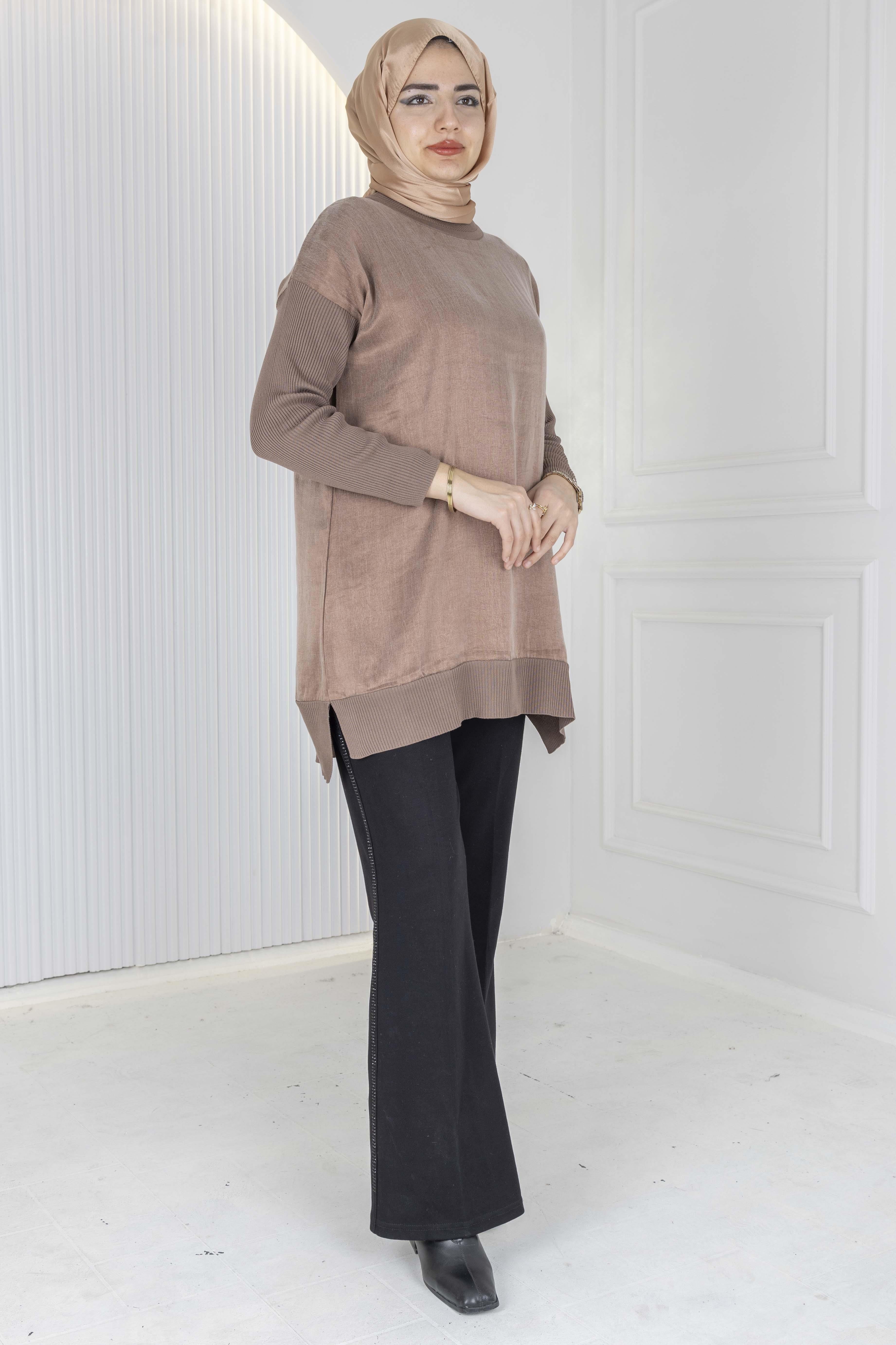 Rayon Kol İpek Qupra Tunik Vizon OTW287