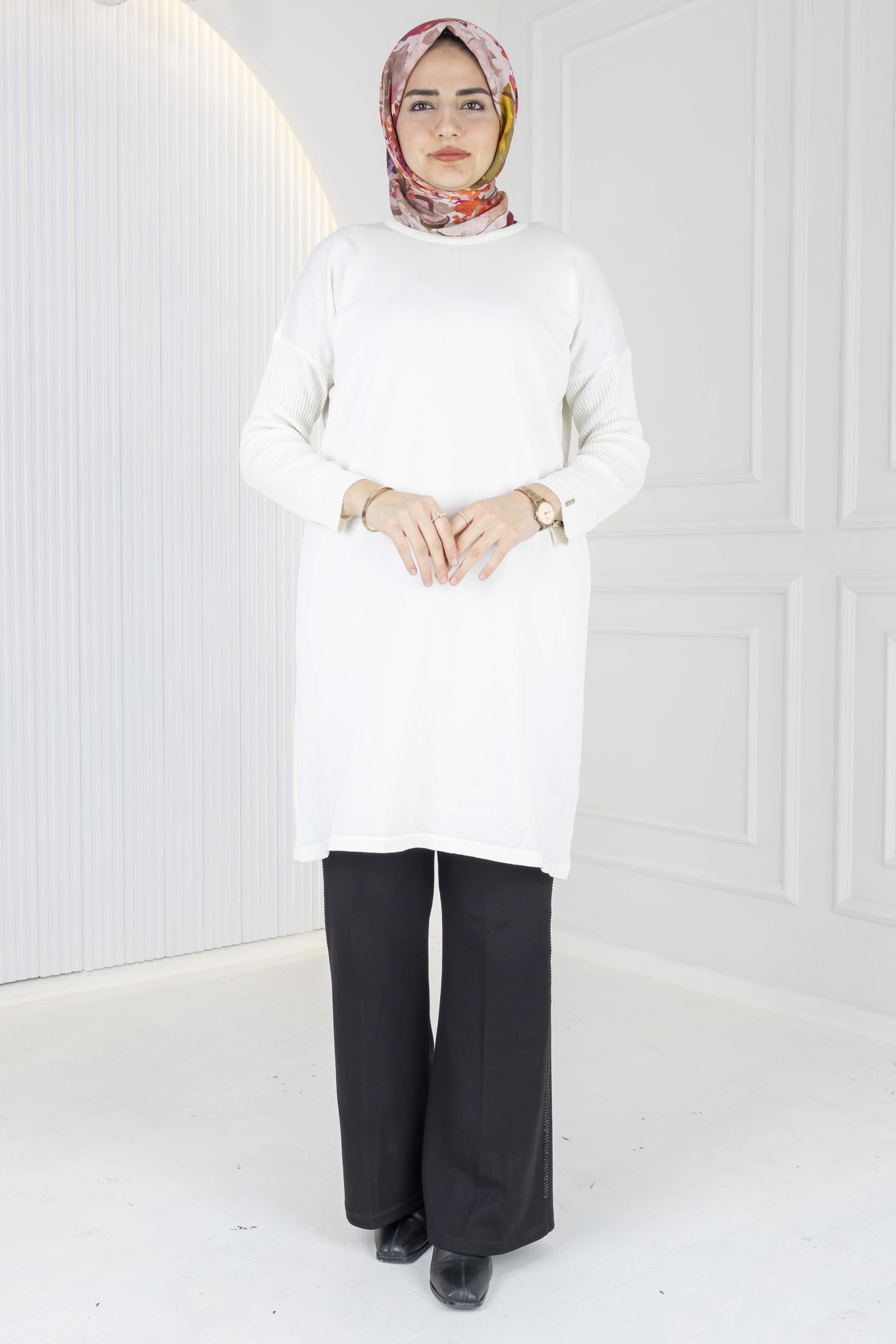 Rayon Kollu Merserize Triko Tunik Ekru OTW118