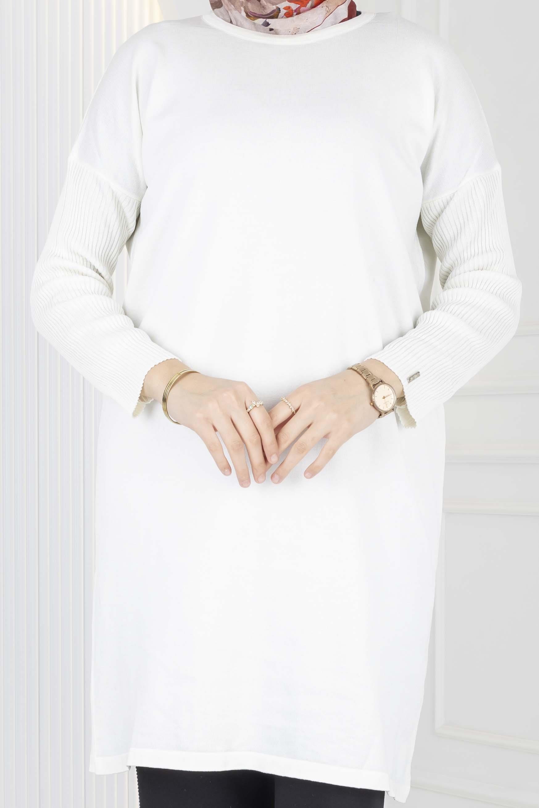 Rayon Kollu Merserize Triko Tunik Ekru OTW118