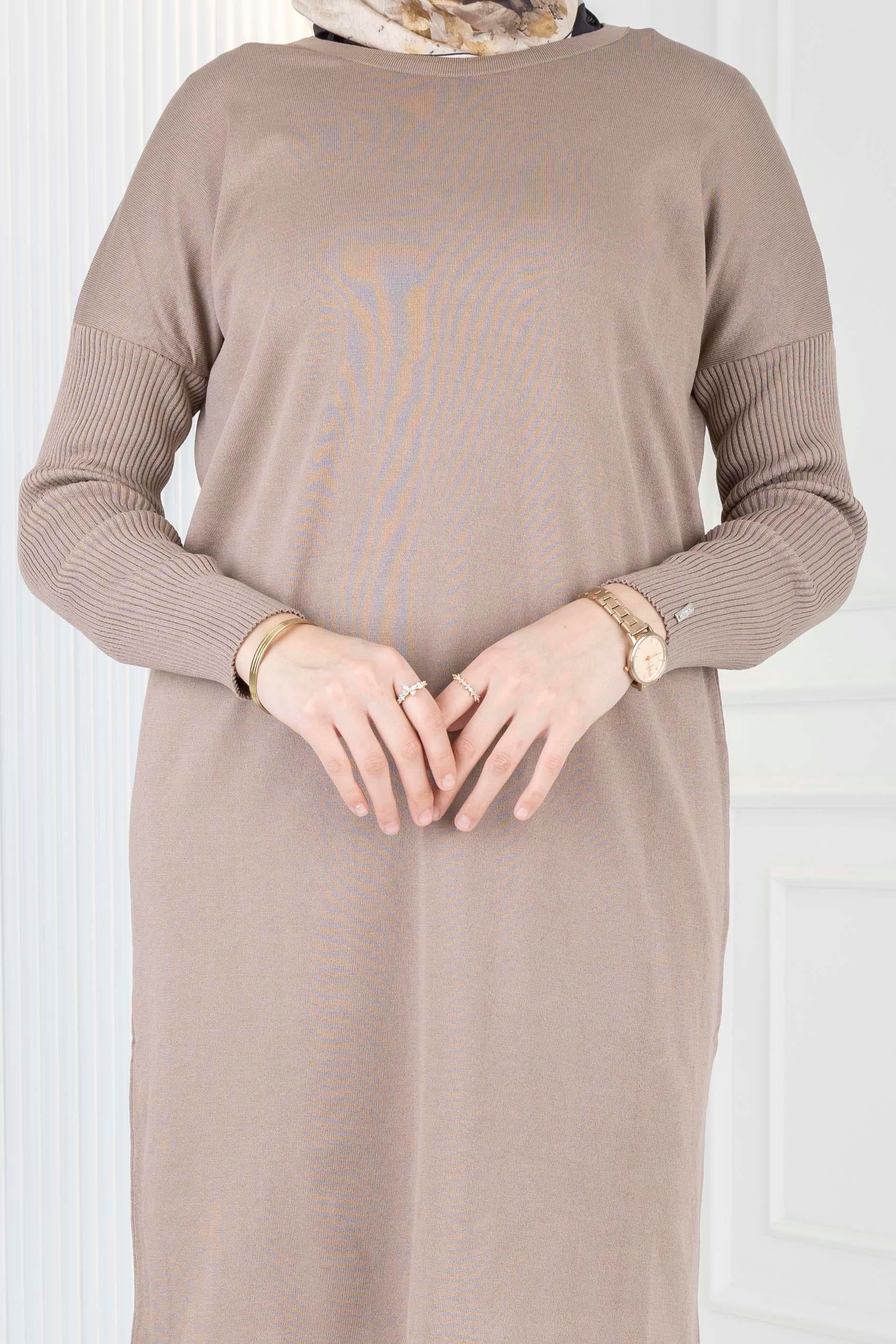 Rayon Kollu Merserize Triko Tunik Vizon OTW118