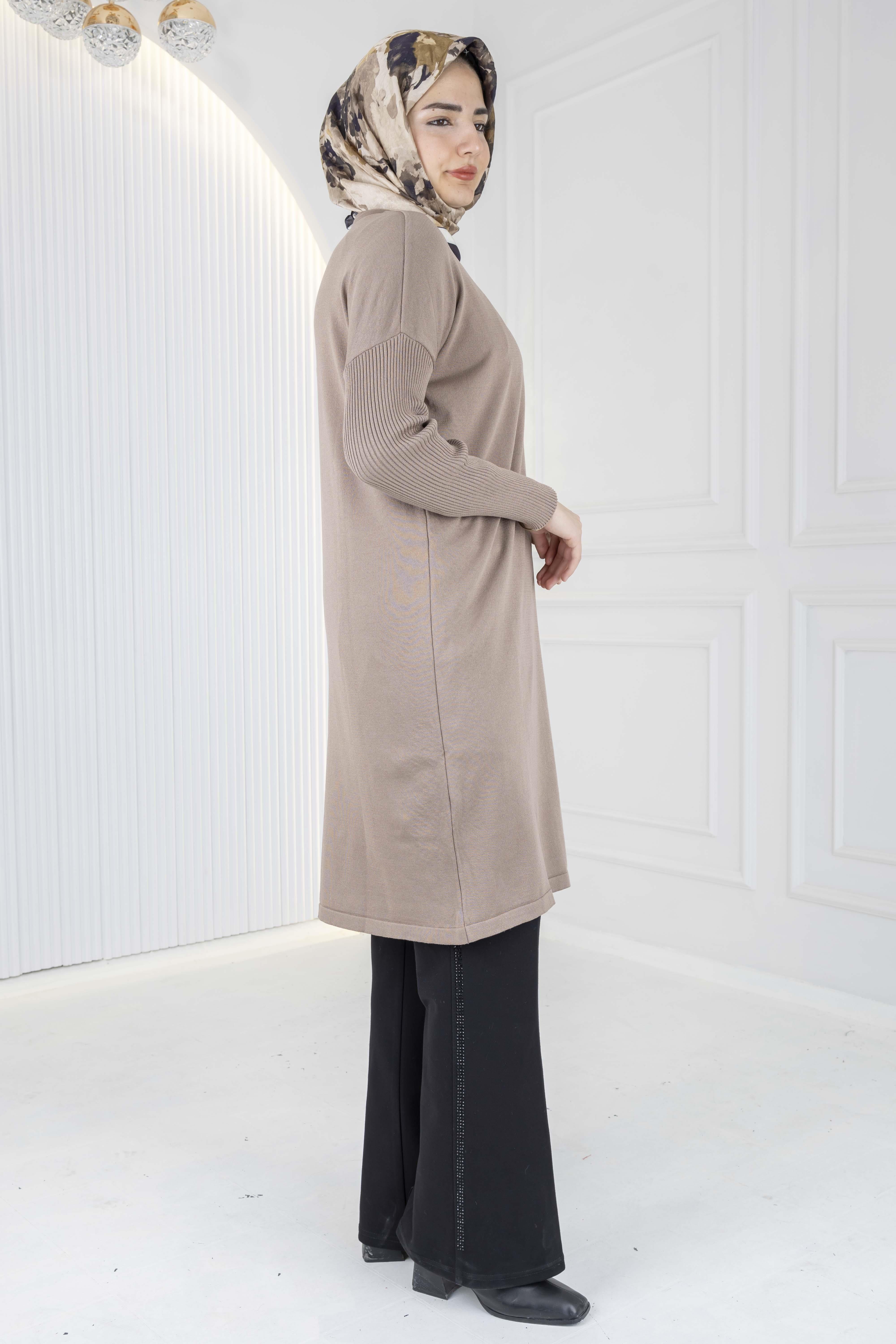 Rayon Kollu Merserize Triko Tunik Vizon OTW118