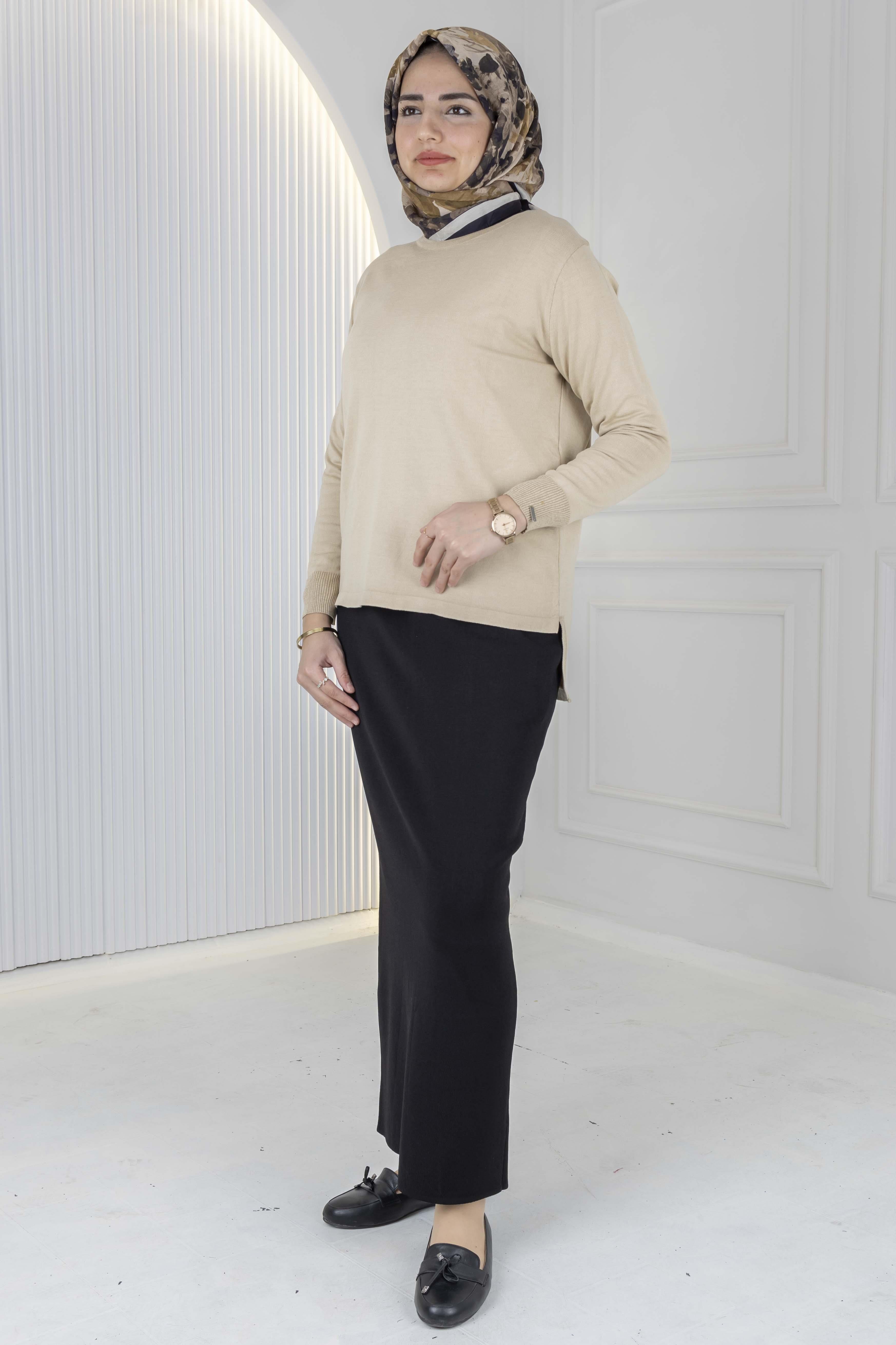 Rayonsuz Merserize Triko Tunik Bej OTW122