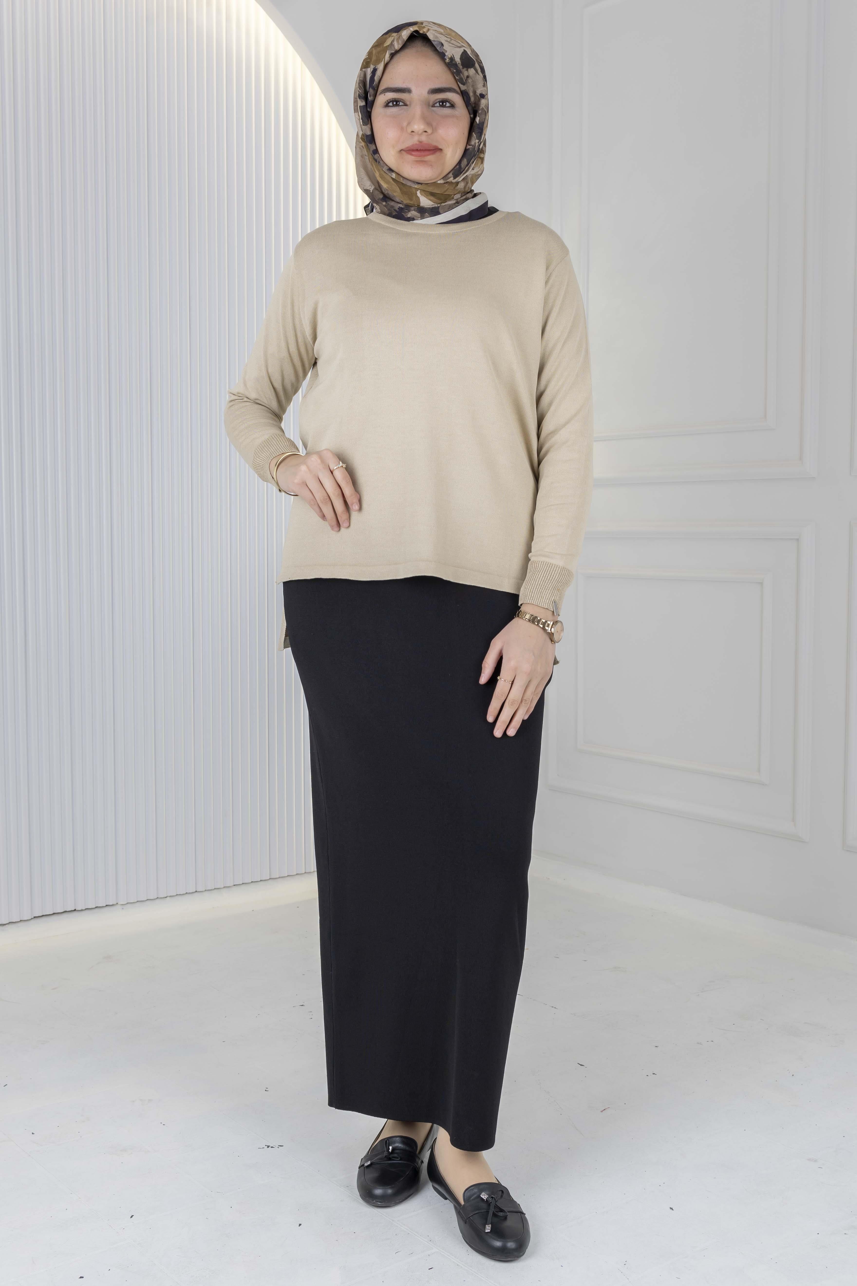 Rayonsuz Merserize Triko Tunik Bej OTW122