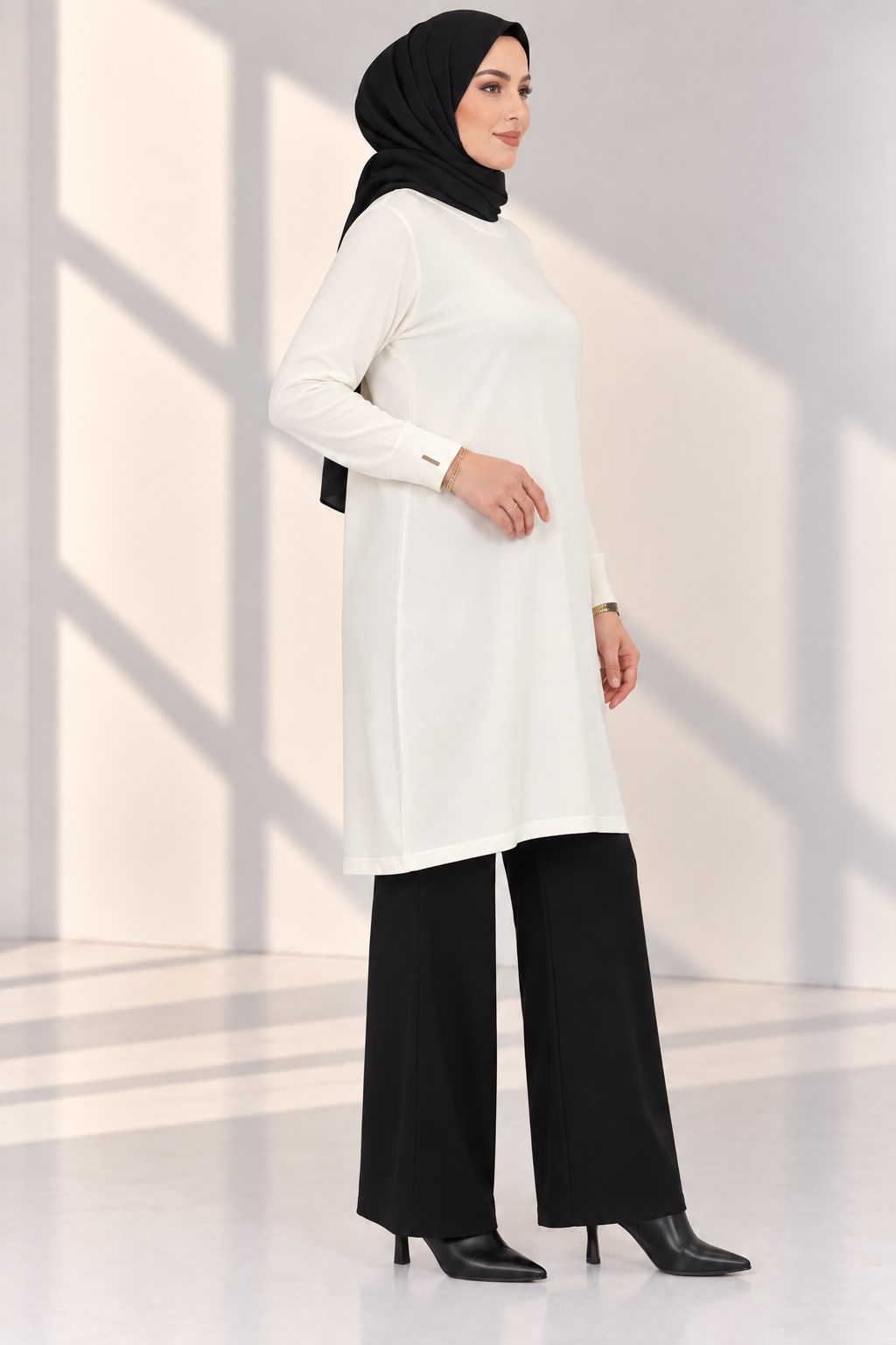 Rayonsuz Merserize Triko Tunik Ekru OTW118