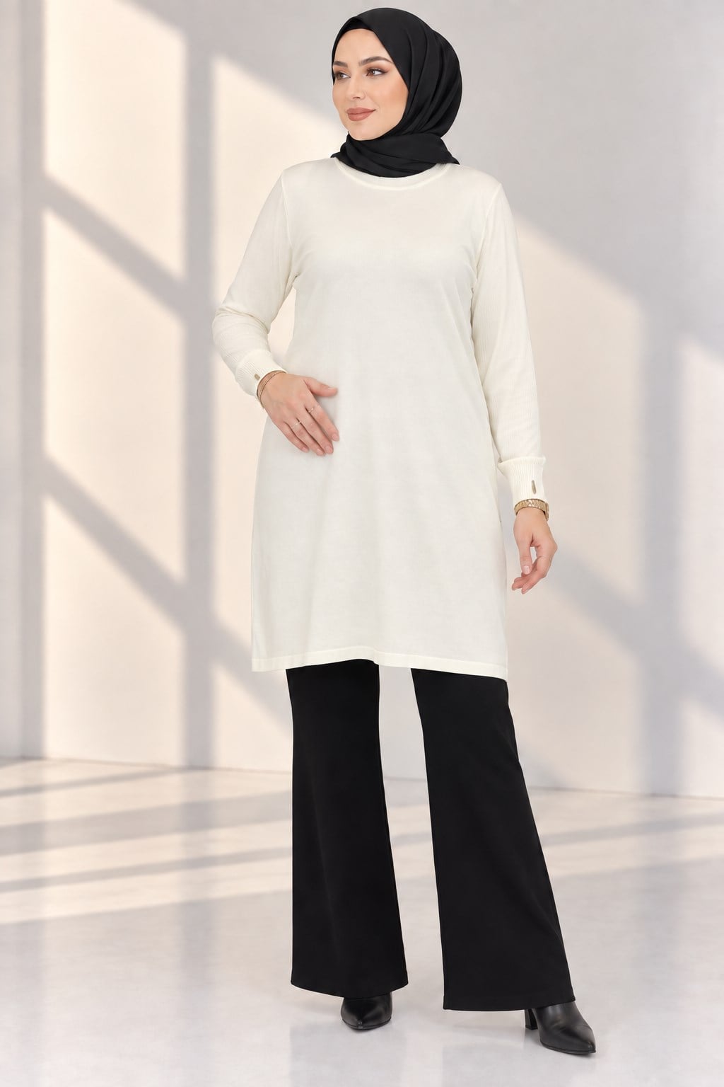 Rayonsuz Merserize Triko Tunik Ekru OTW118