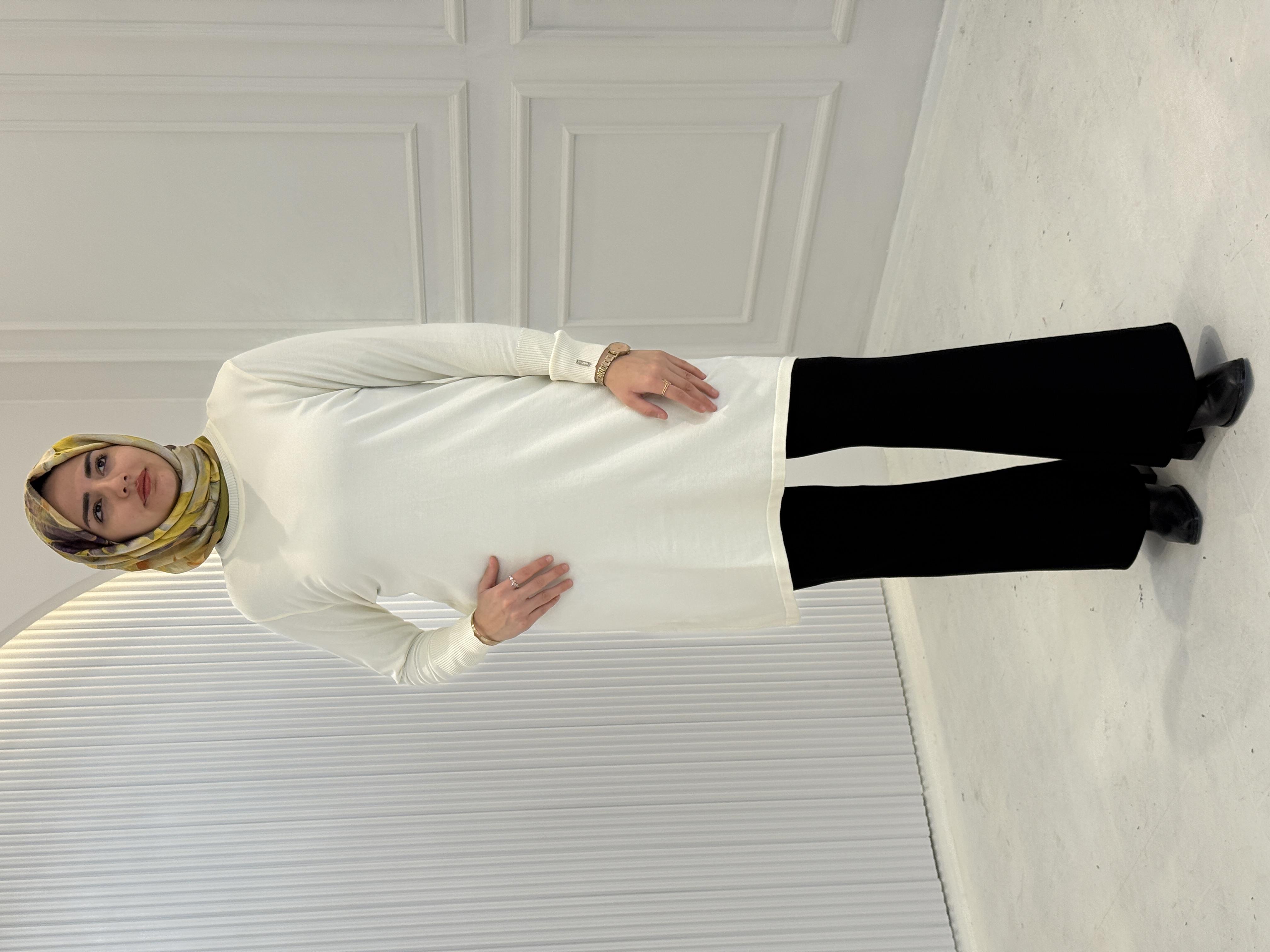 Rayonsuz Merserize Triko Tunik Ekru OTW118