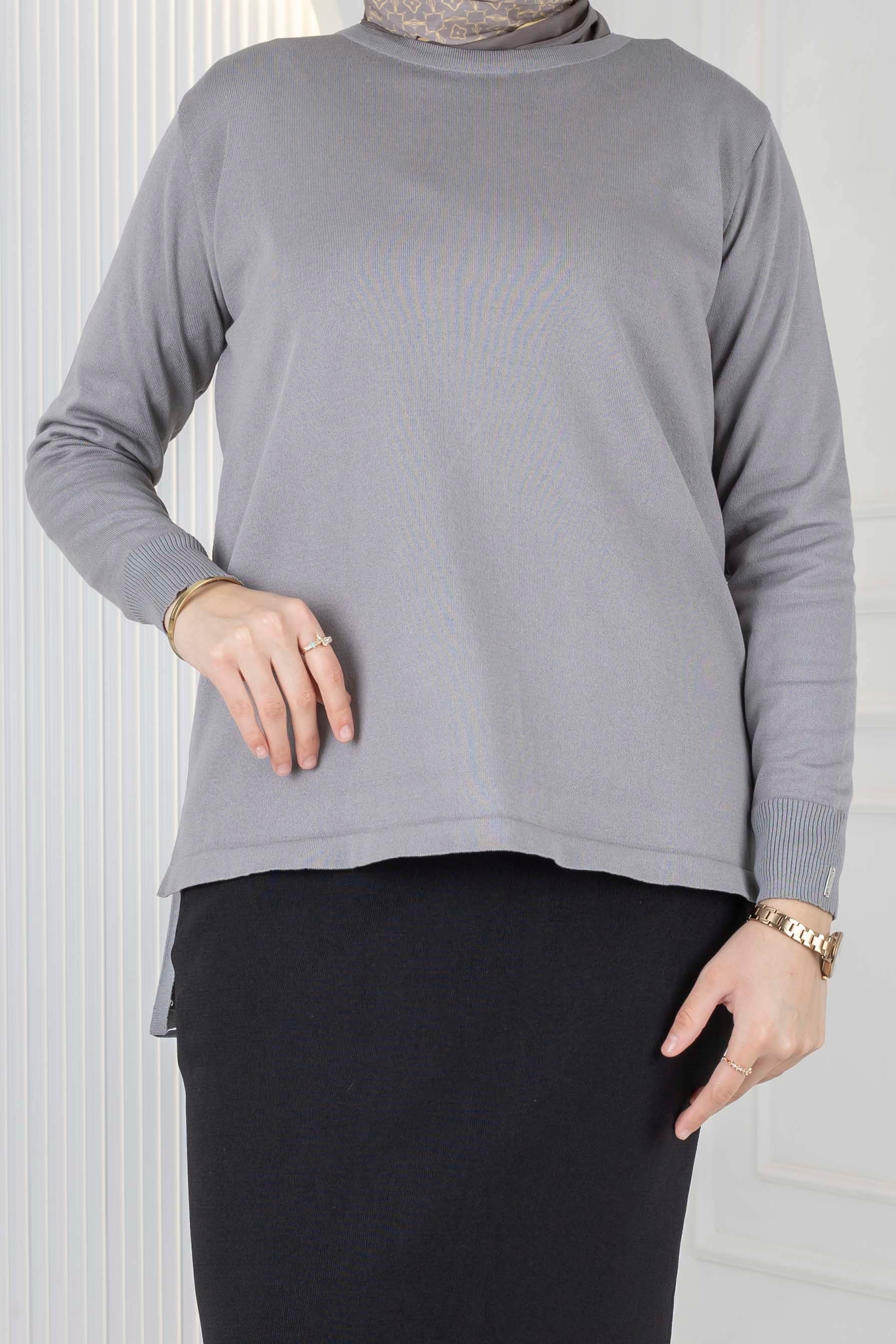 Rayonsuz Merserize Triko Tunik Gri OTW122