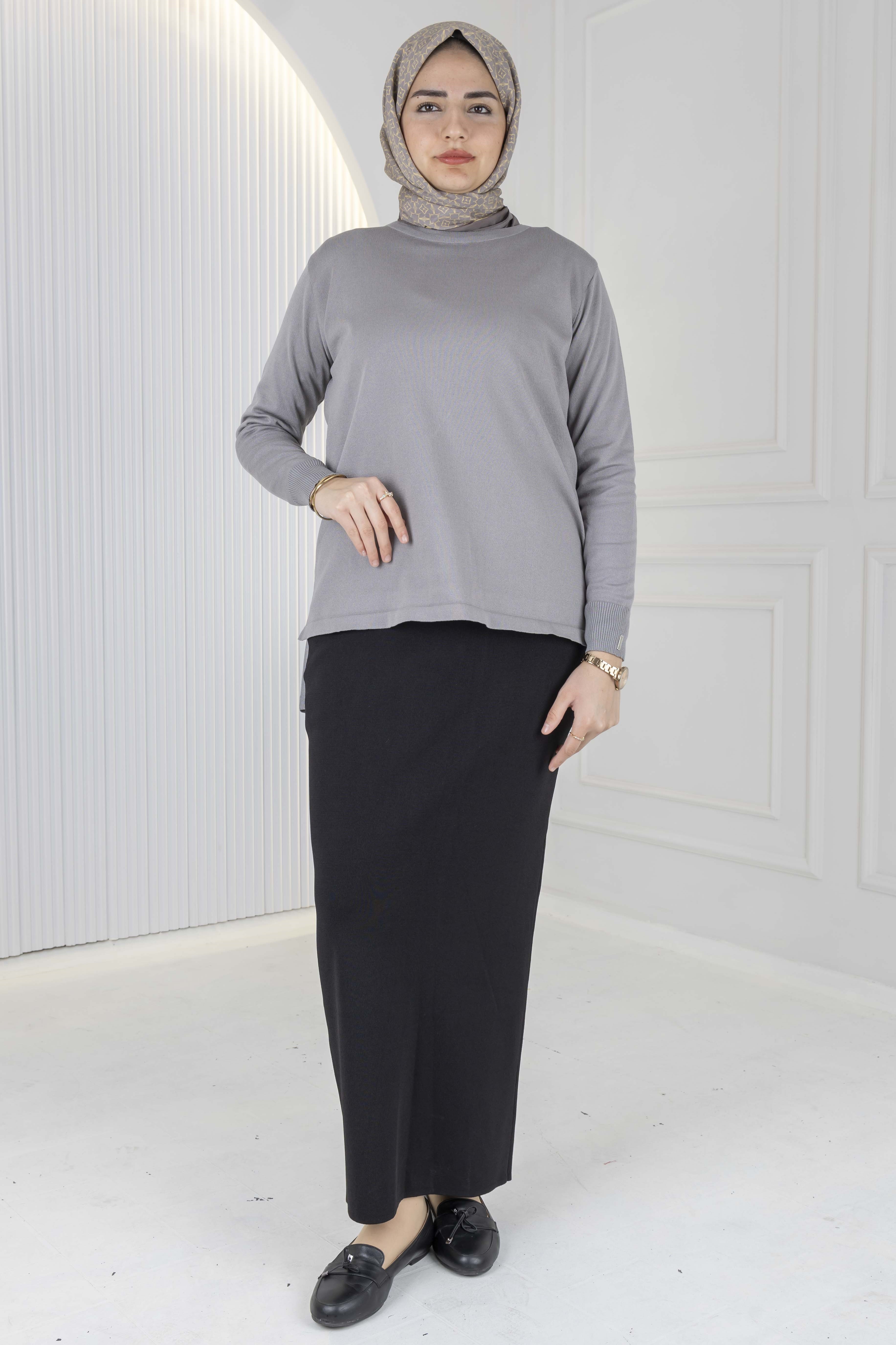 Rayonsuz Merserize Triko Tunik Gri OTW122