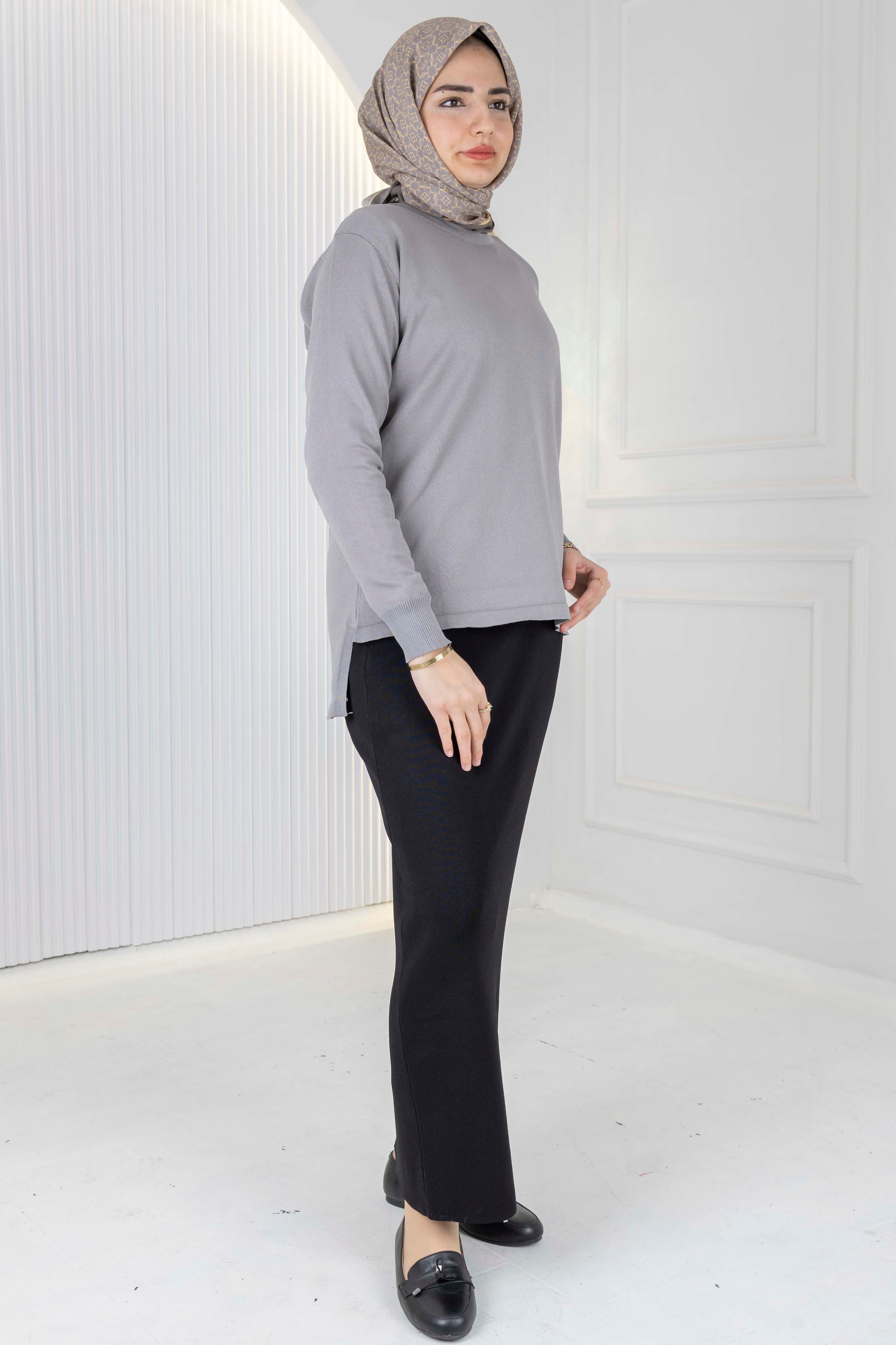 Rayonsuz Merserize Triko Tunik Gri OTW122