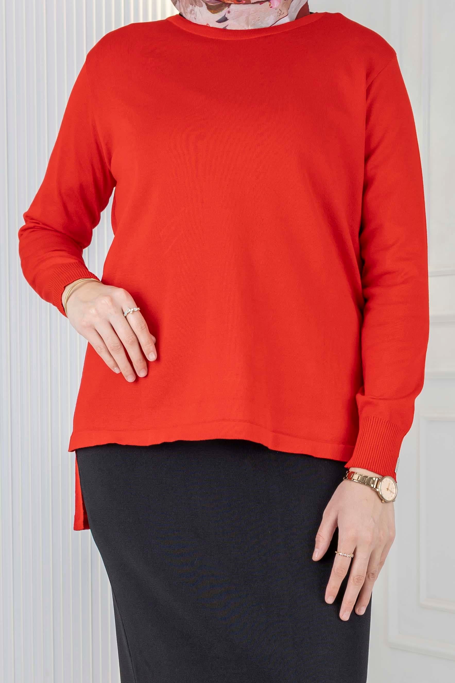 Rayonsuz Merserize Triko Tunik Kırmızı OTW122