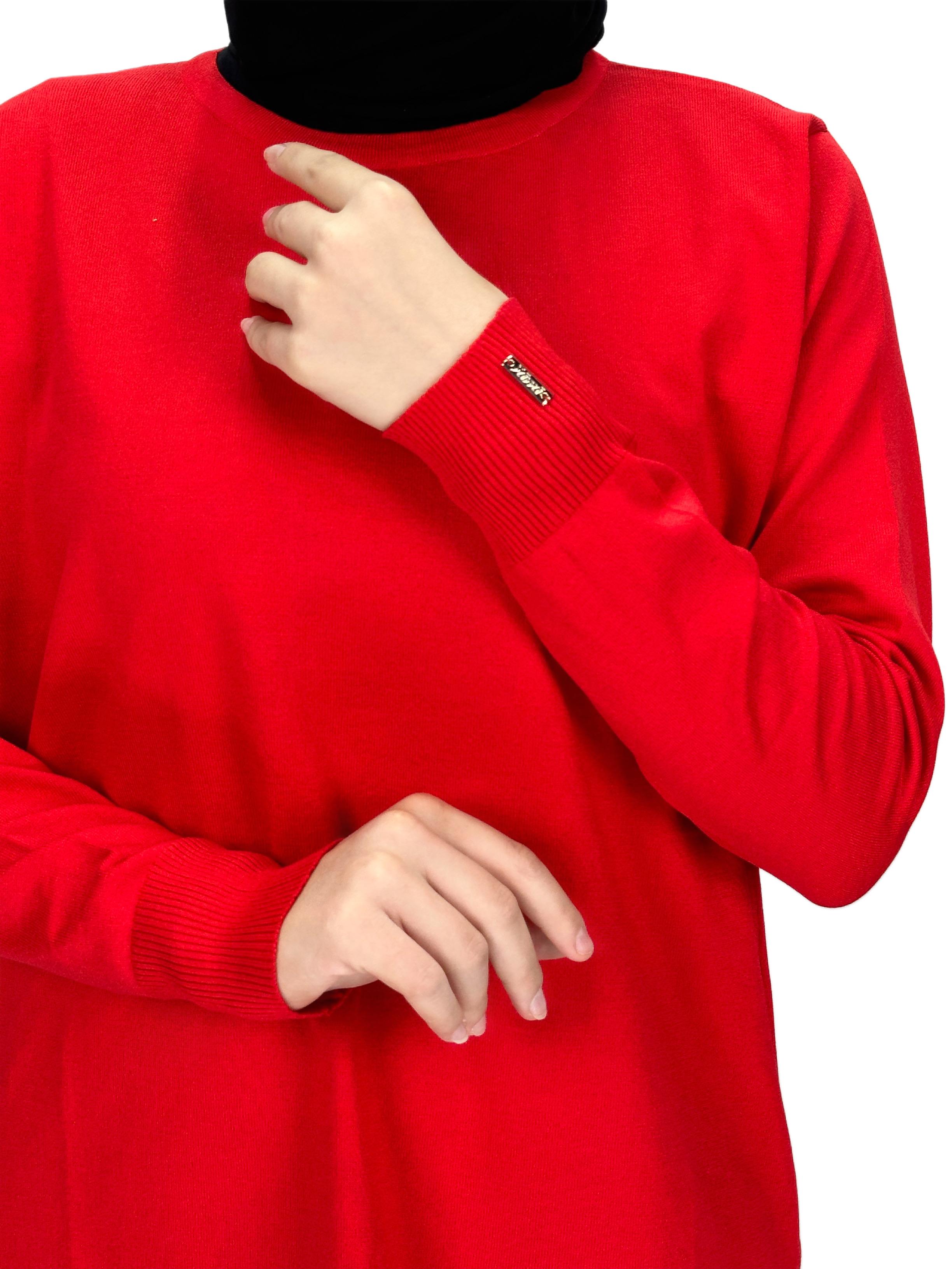 Rayonsuz Merserize Triko Tunik Kırmızı OTW122