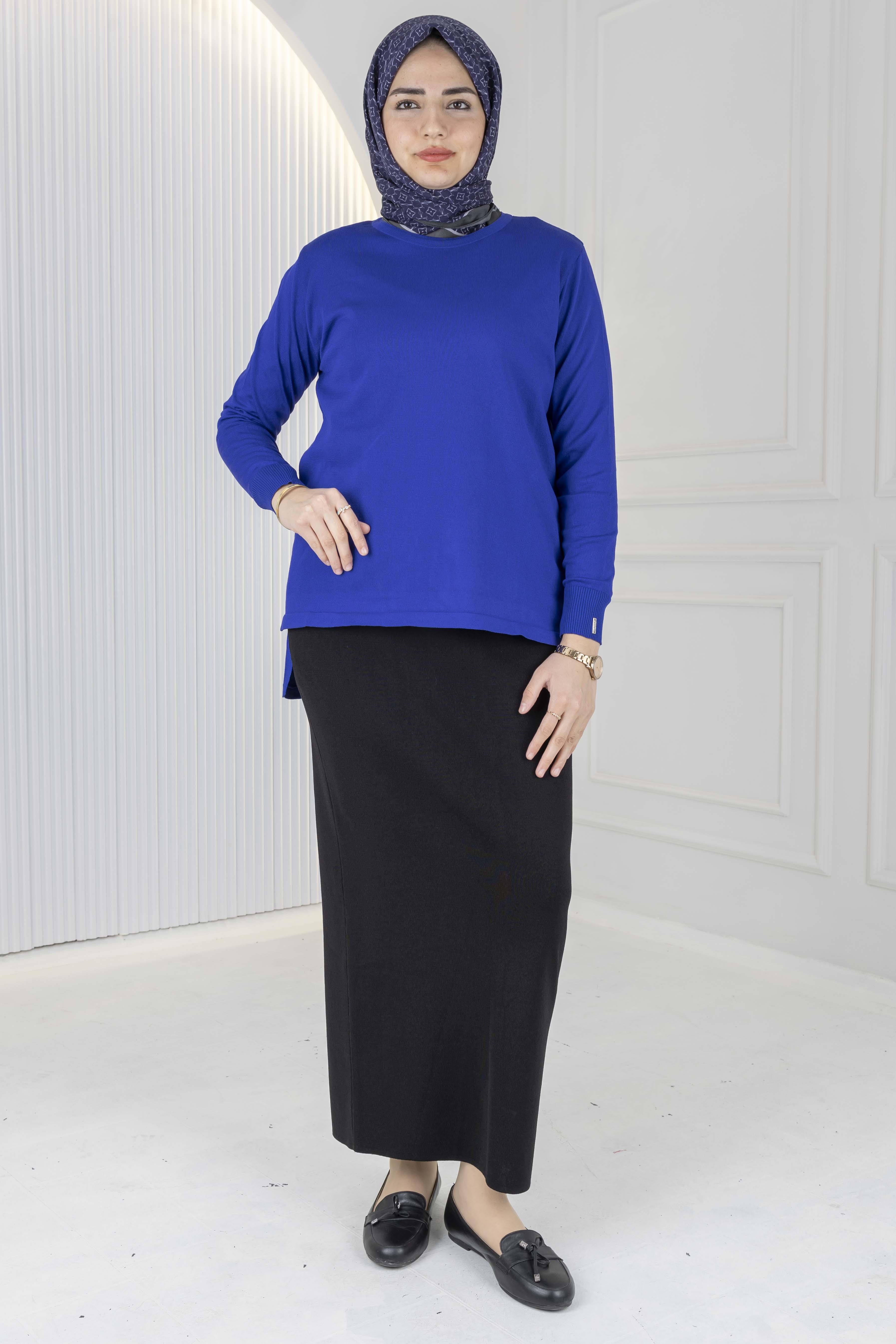 Rayonsuz Merserize Triko Tunik Saks OTW122