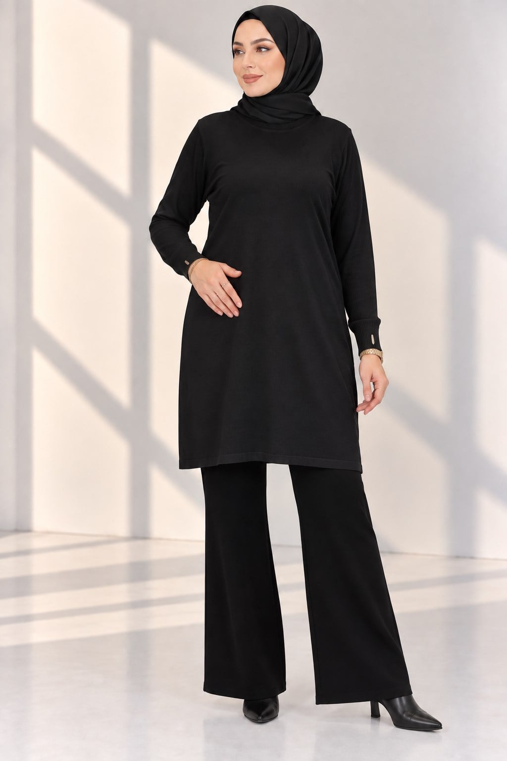 Rayonsuz Merserize Triko Tunik Siyah OTW118
