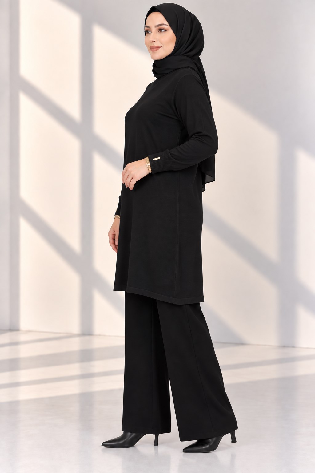 Rayonsuz Merserize Triko Tunik Siyah OTW118