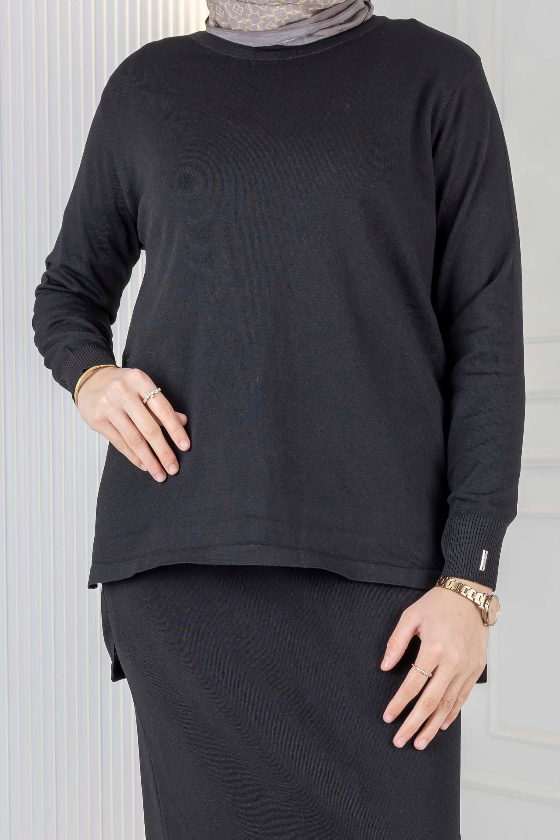 Rayonsuz Merserize Triko Tunik Siyah OTW122