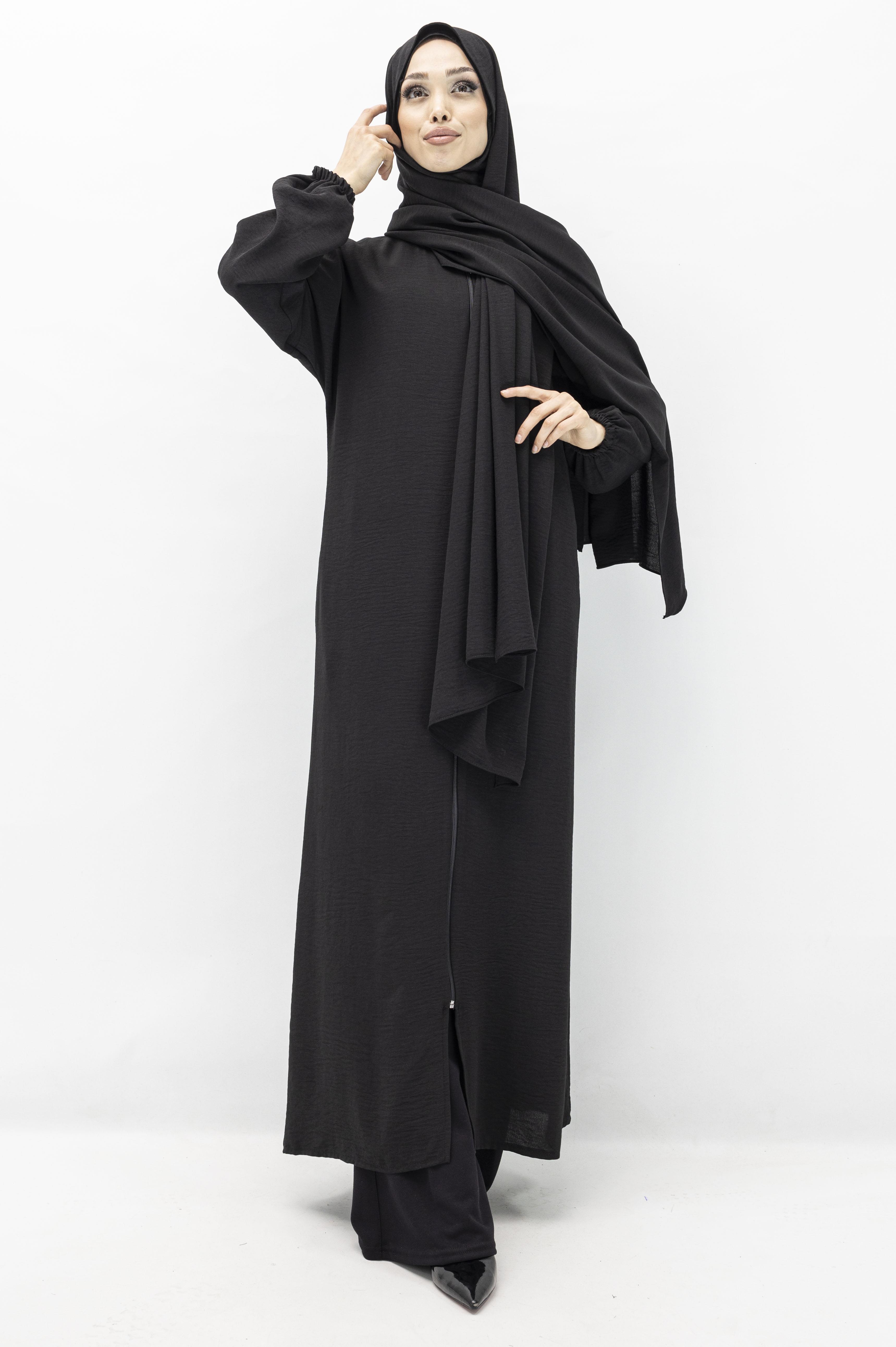 ŞALI İLE BİRLEŞİK NAMAZ FERACESİ Siyah OTW2370