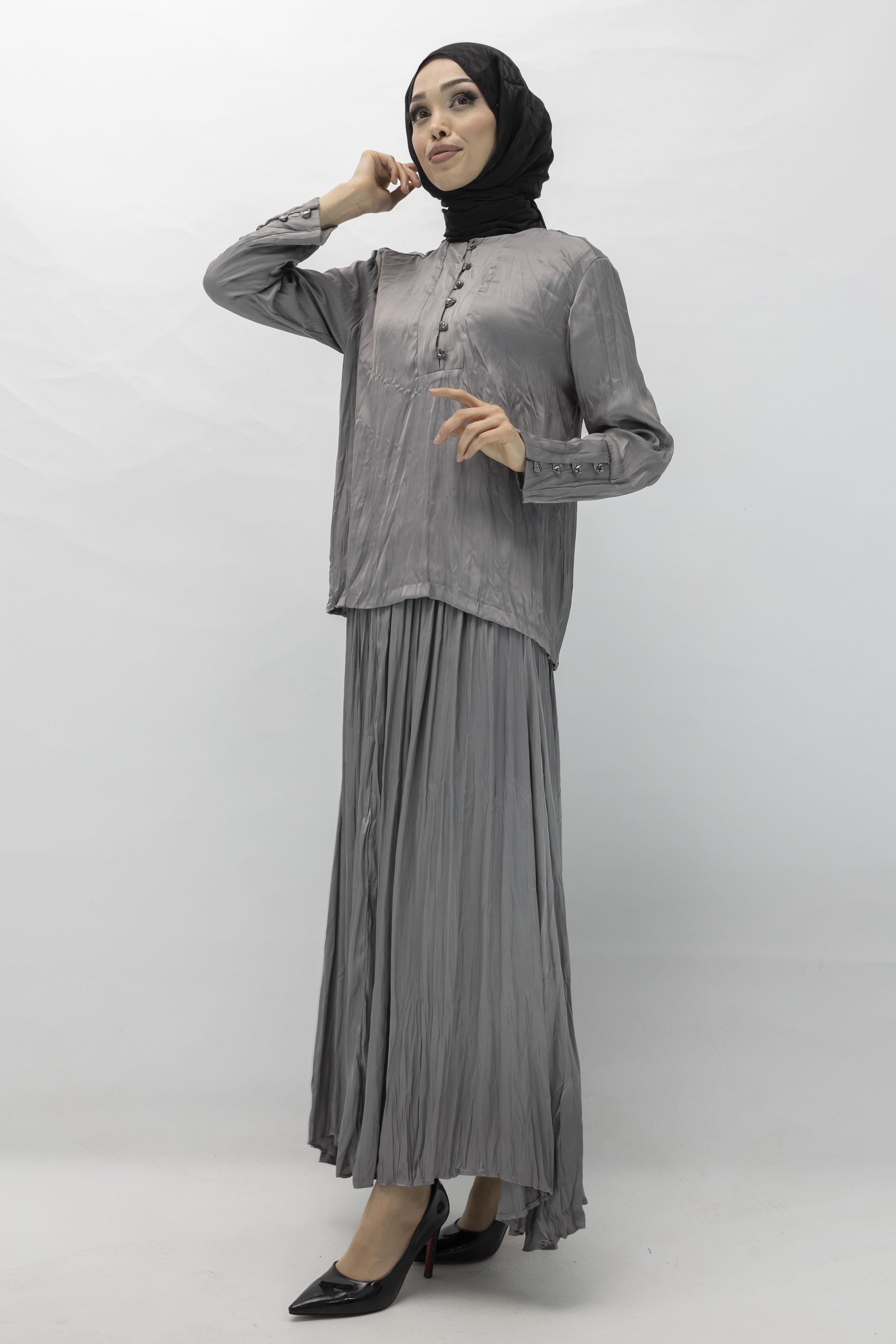 Saten Etekli Takım Gri OTW8526