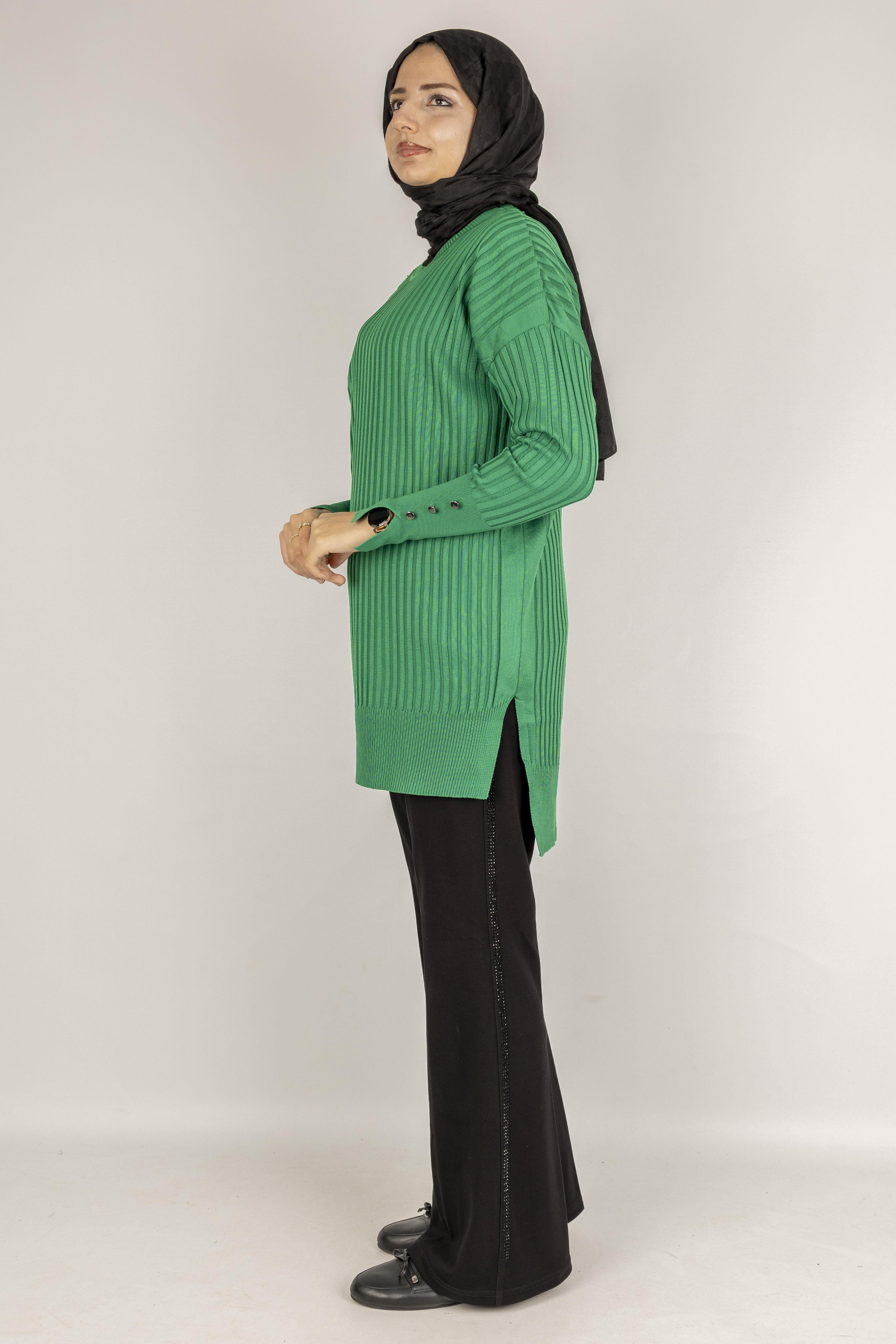 Şık Düğme Detaylı Merserize Tunik Benetton OTW1009