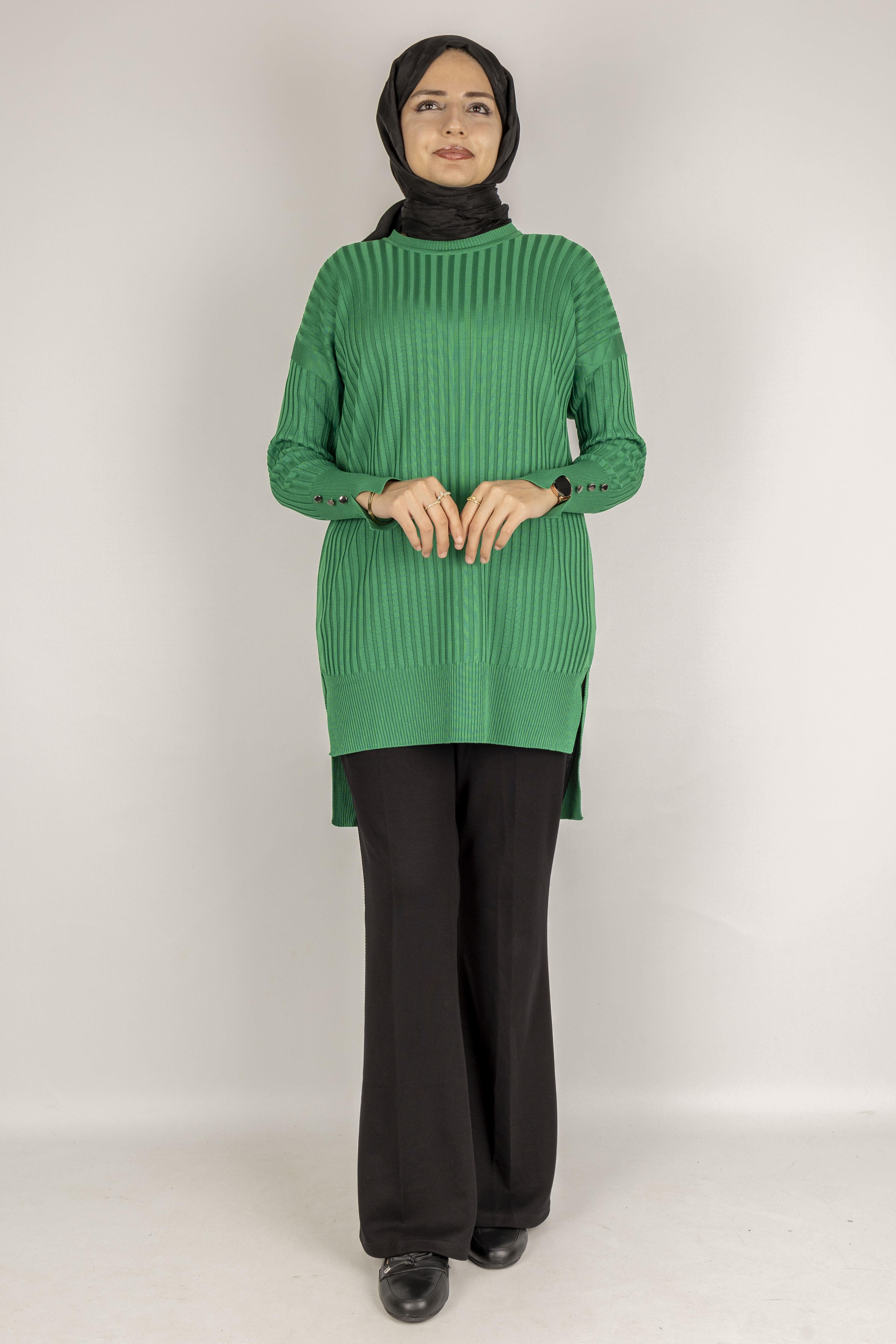 Şık Düğme Detaylı Merserize Tunik Benetton OTW1009