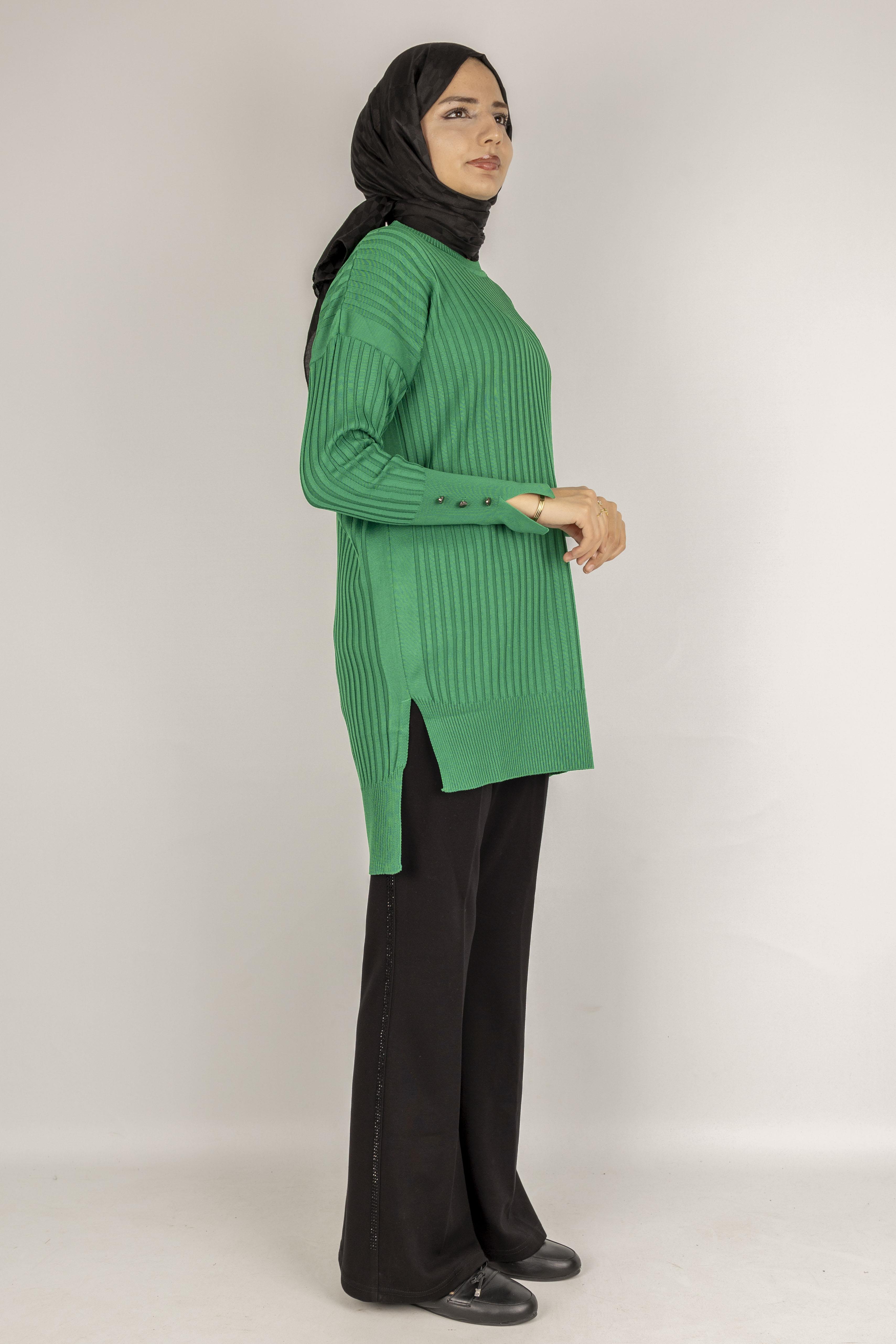 Şık Düğme Detaylı Merserize Tunik Benetton OTW1009