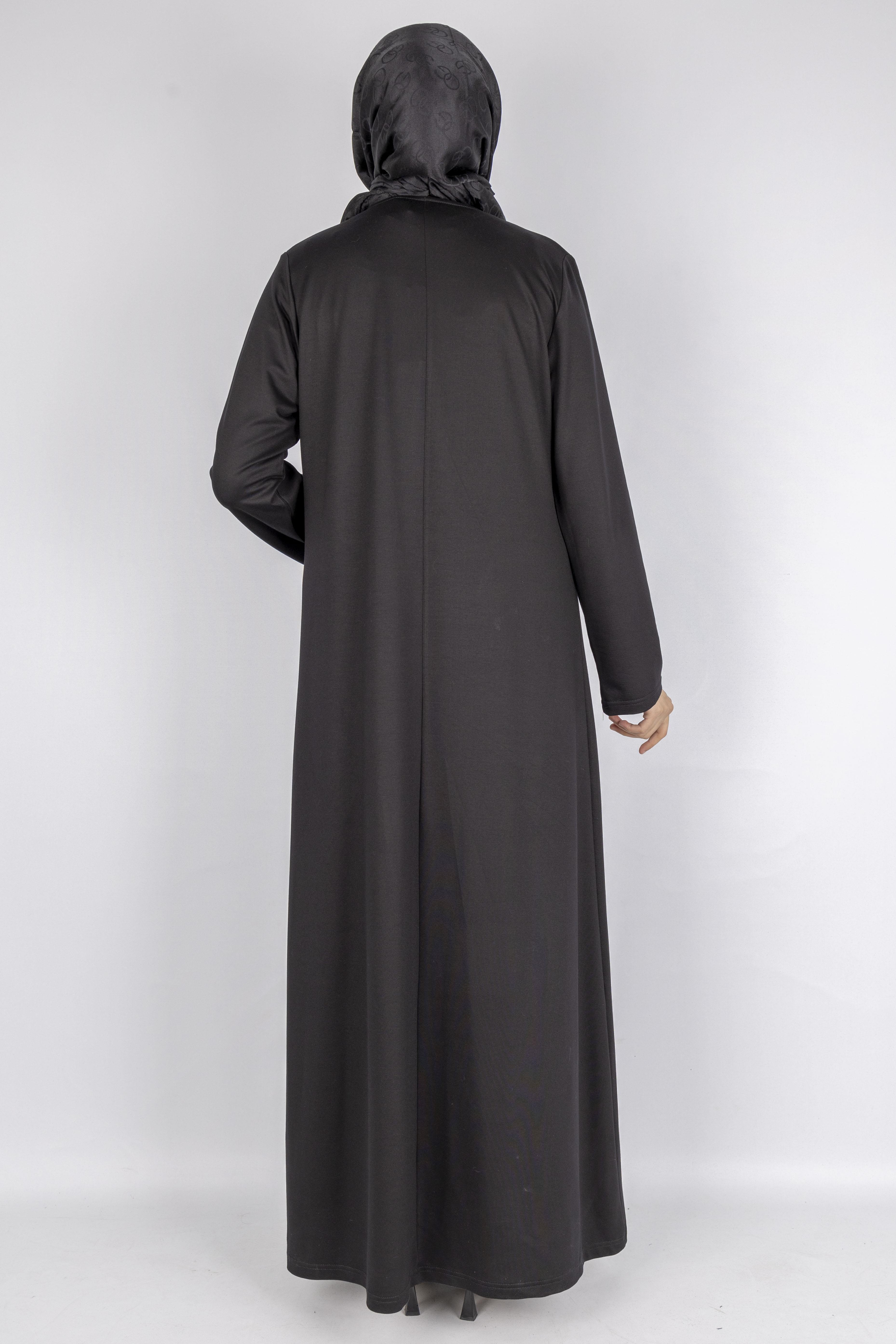 Sim Taş İşlemeli Büyük Beden Penye Elbise Siyah OTW2111