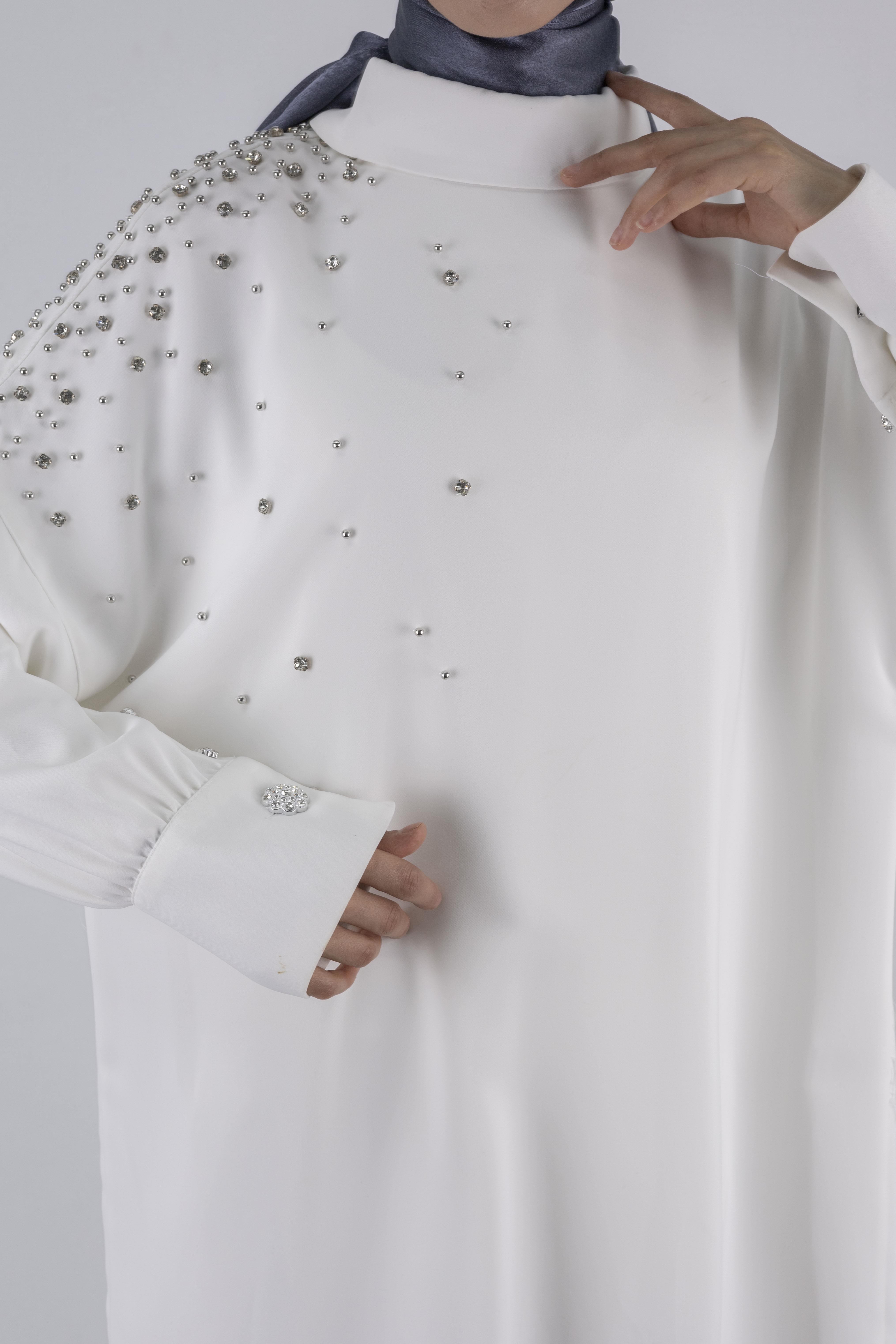 Taş Detaylı Pantolonlu Takım Ekru OTW1014