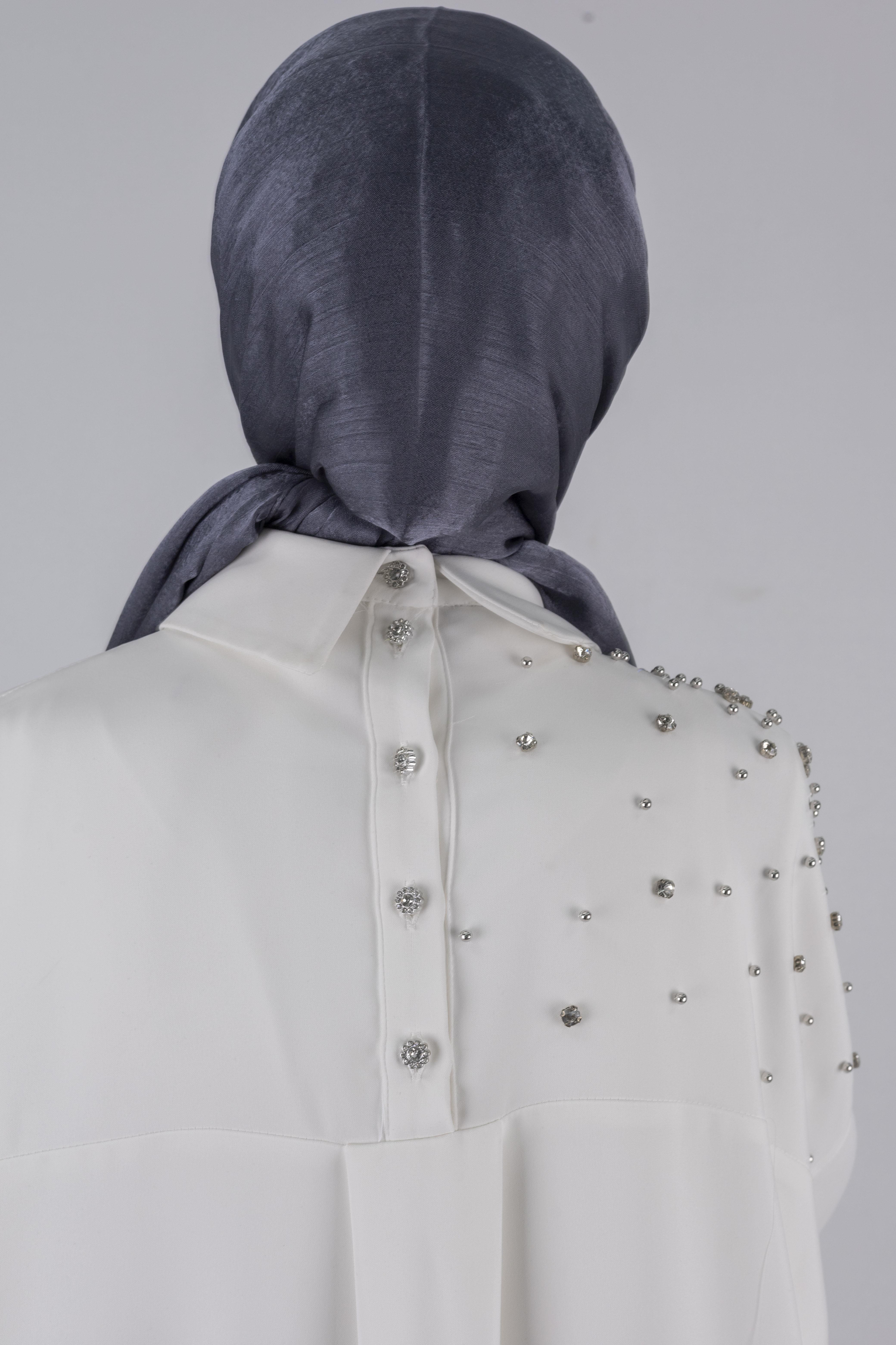 Taş Detaylı Pantolonlu Takım Ekru OTW1014