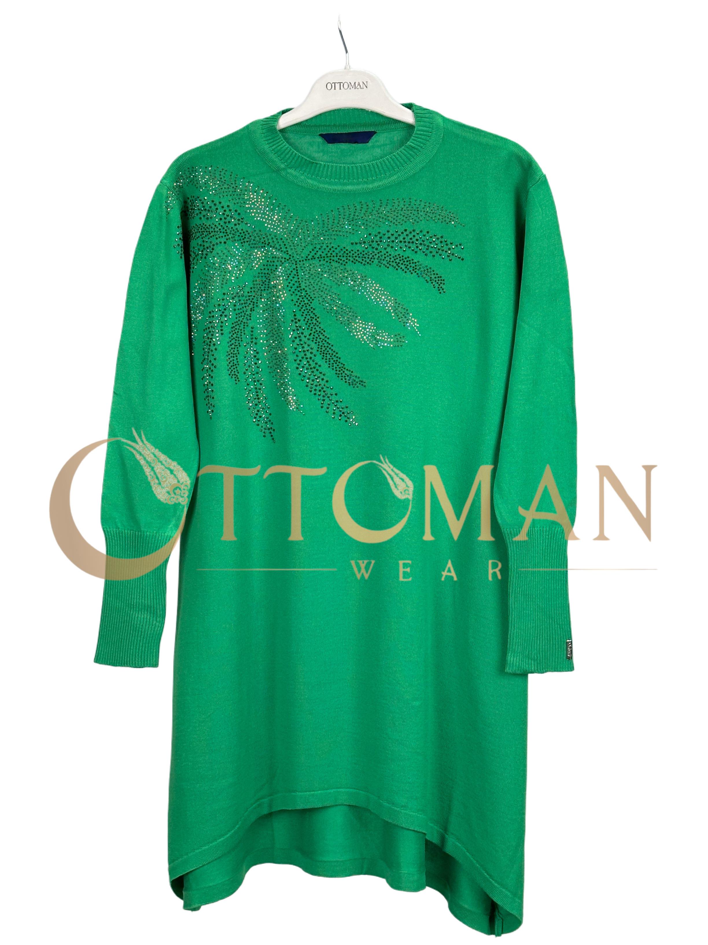 Taş İşlemeli Merserize Triko Tunik Benetton OTW884-1