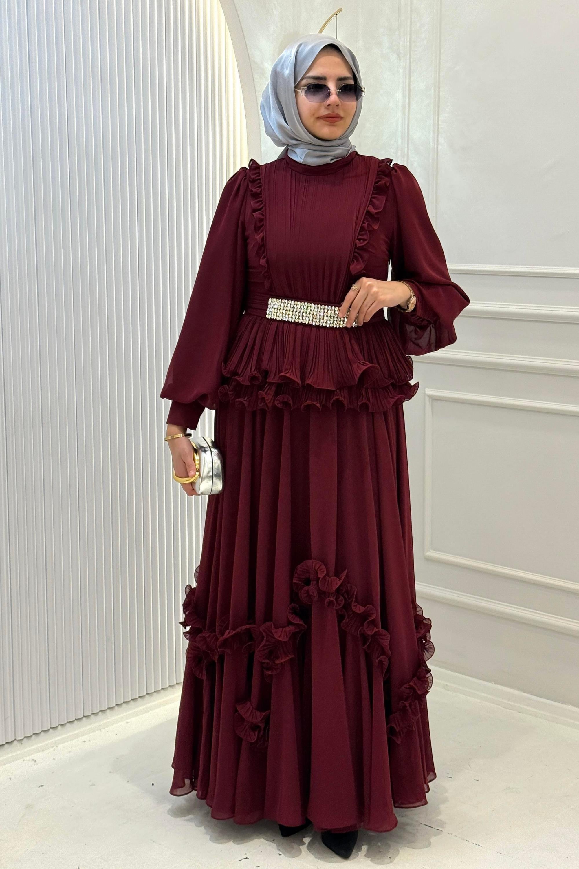 Tasarım Abiye Takım Bordo OTW44909