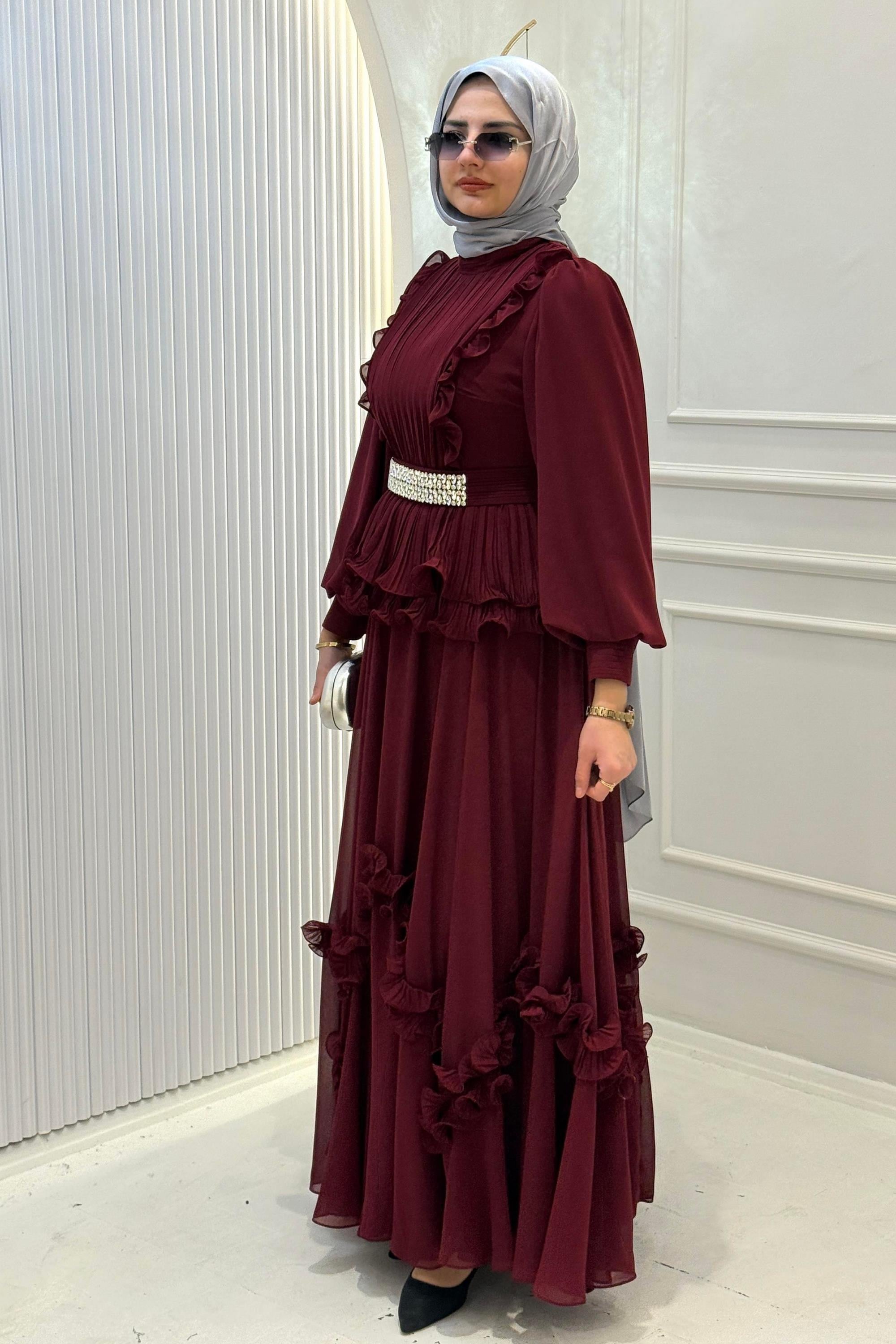 Tasarım Abiye Takım Bordo OTW44909