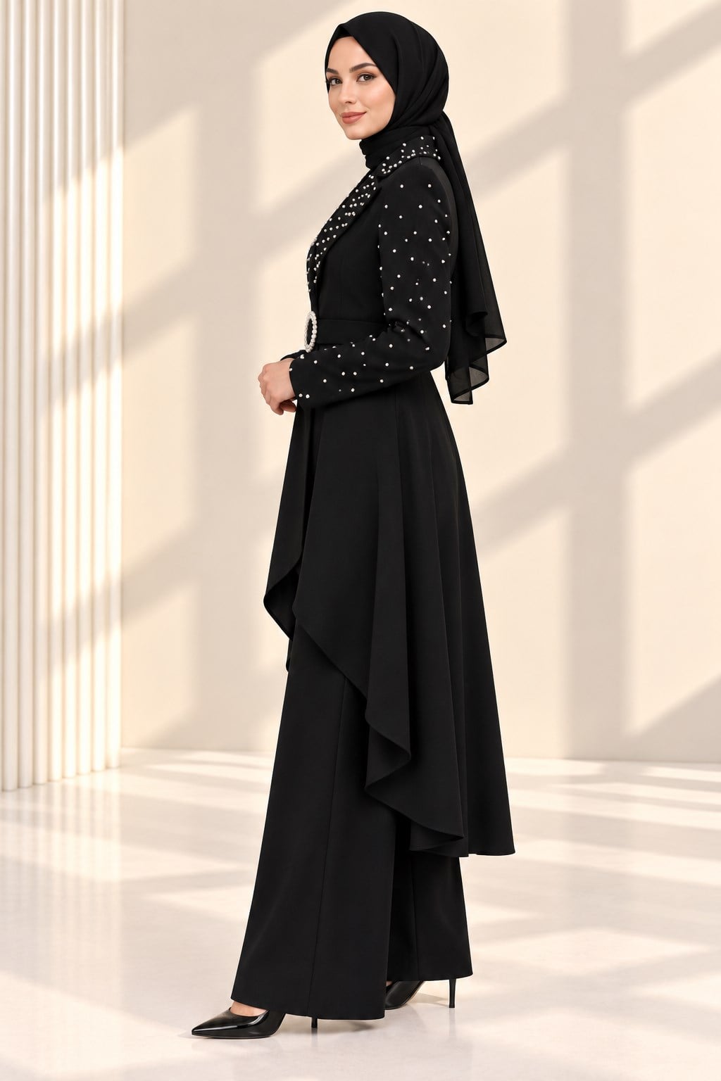 TAŞLI KEMERLİ ŞIK ÜÇLÜ TAKIM Siyah OTW38963