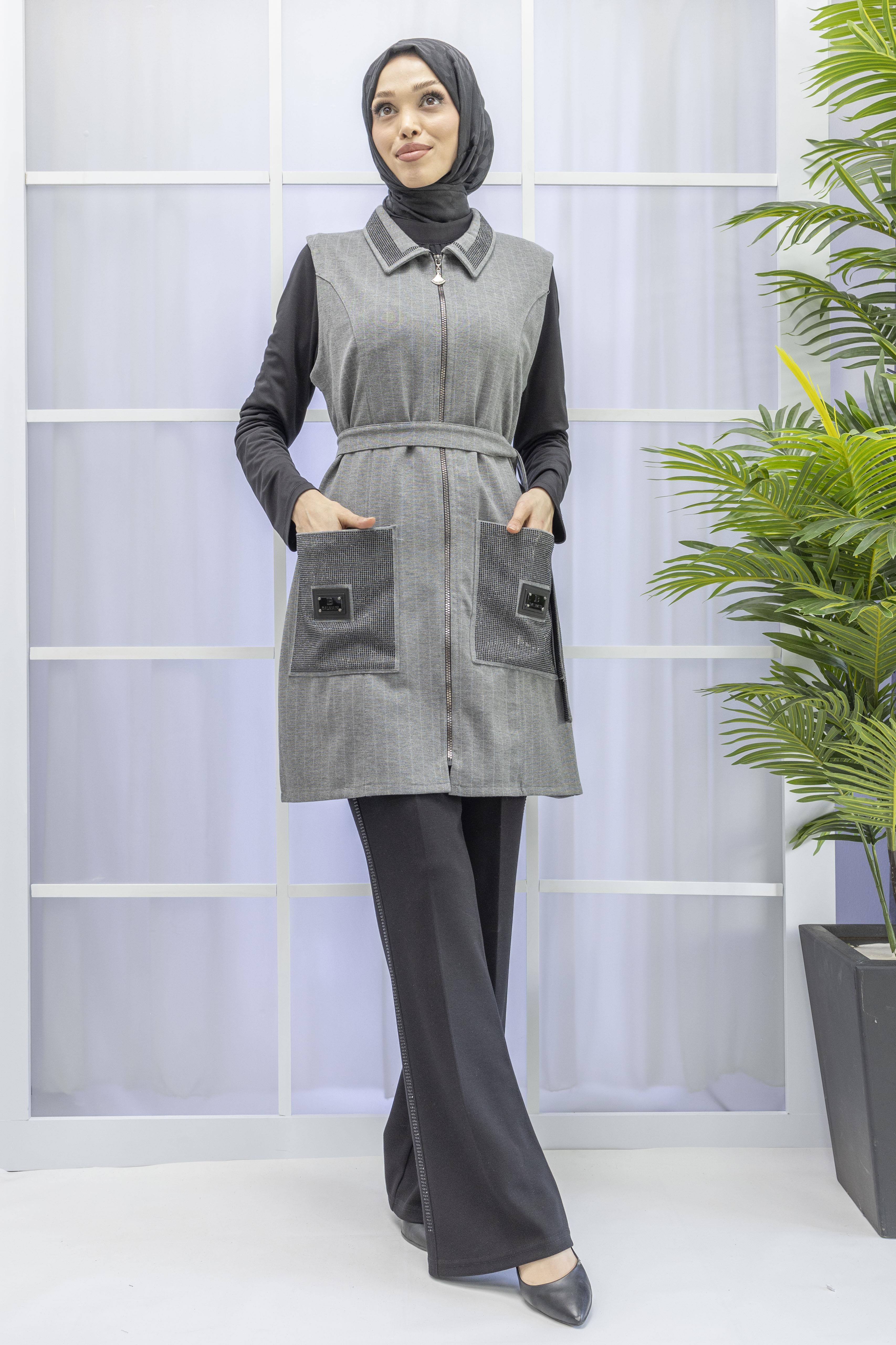 TAŞLI YELEK Gri OTW6192