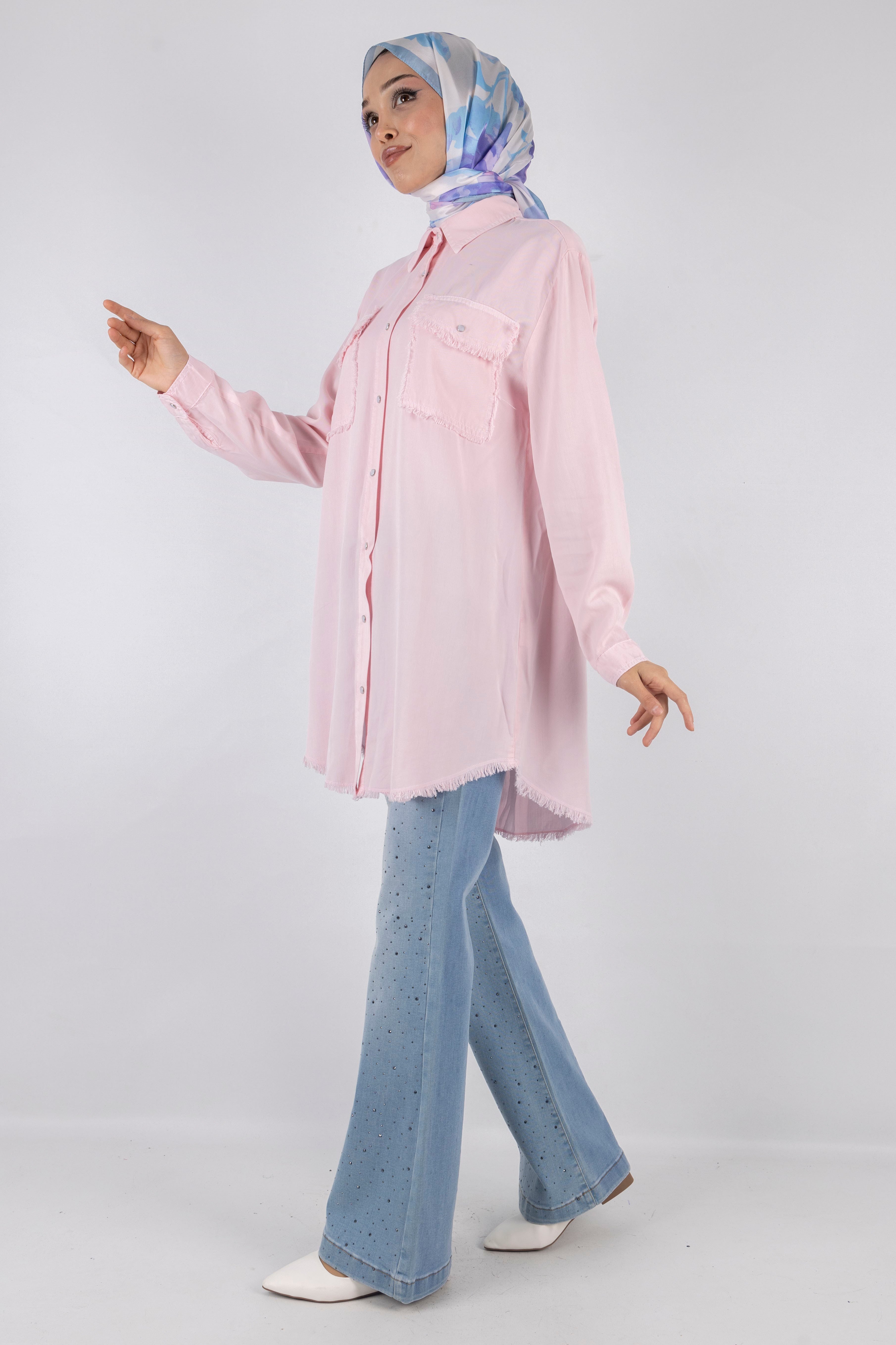 Tensel Kot Gömlek Pembe OTW7309