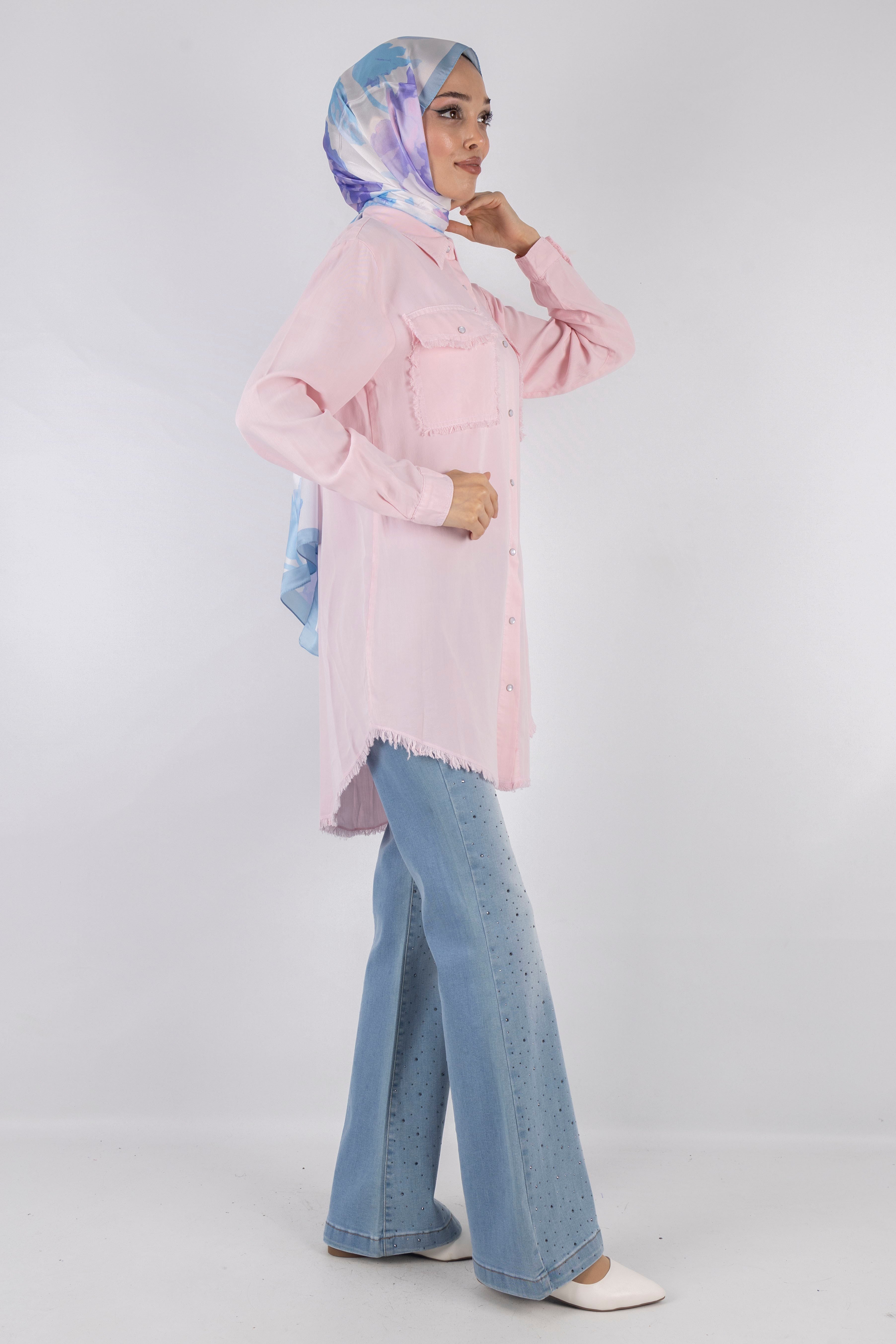 Tensel Kot Gömlek Pembe OTW7309