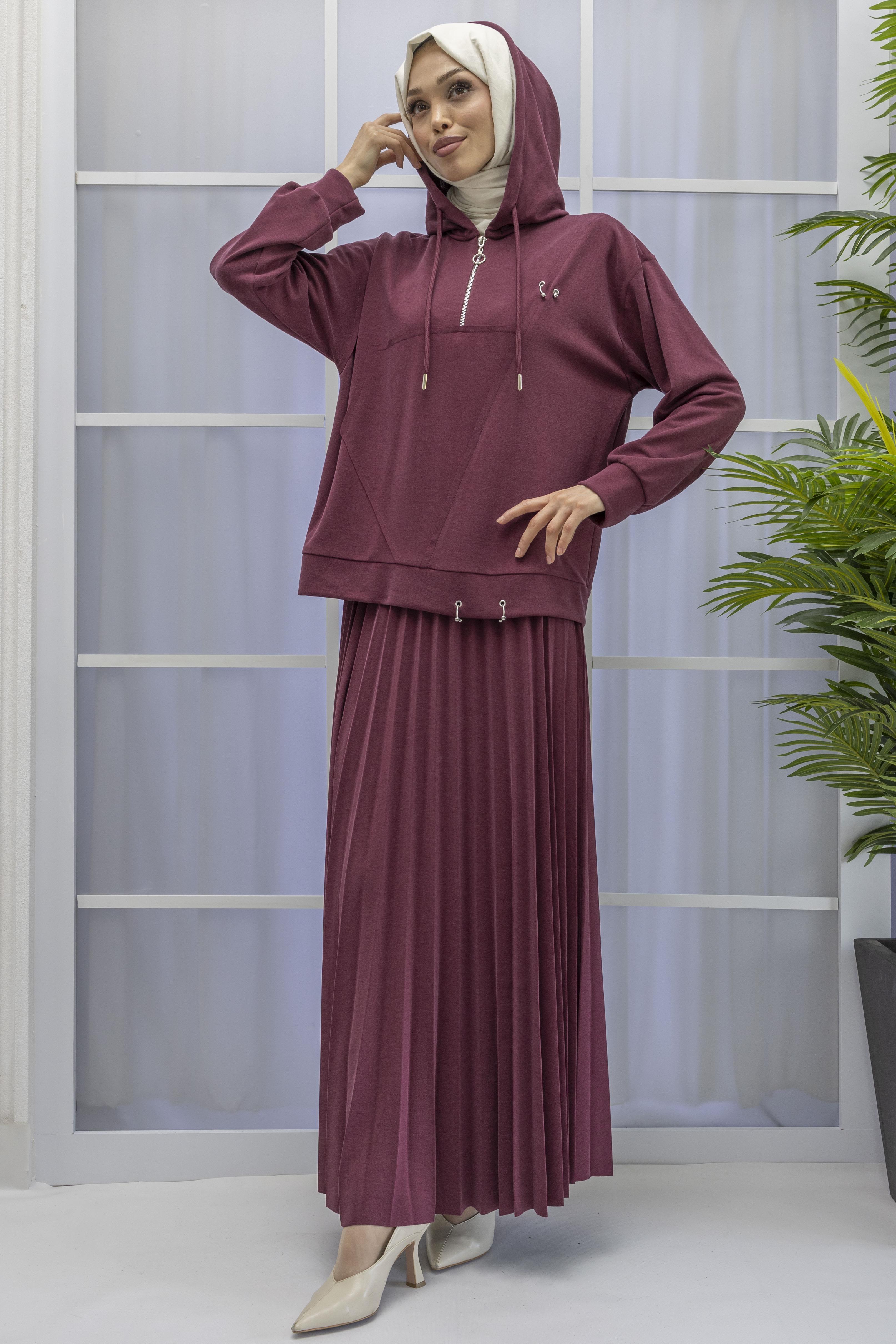 TENSEL OYSHO KUMAŞ SPOR ETEKLİ TAKIM Bordo OTW70062