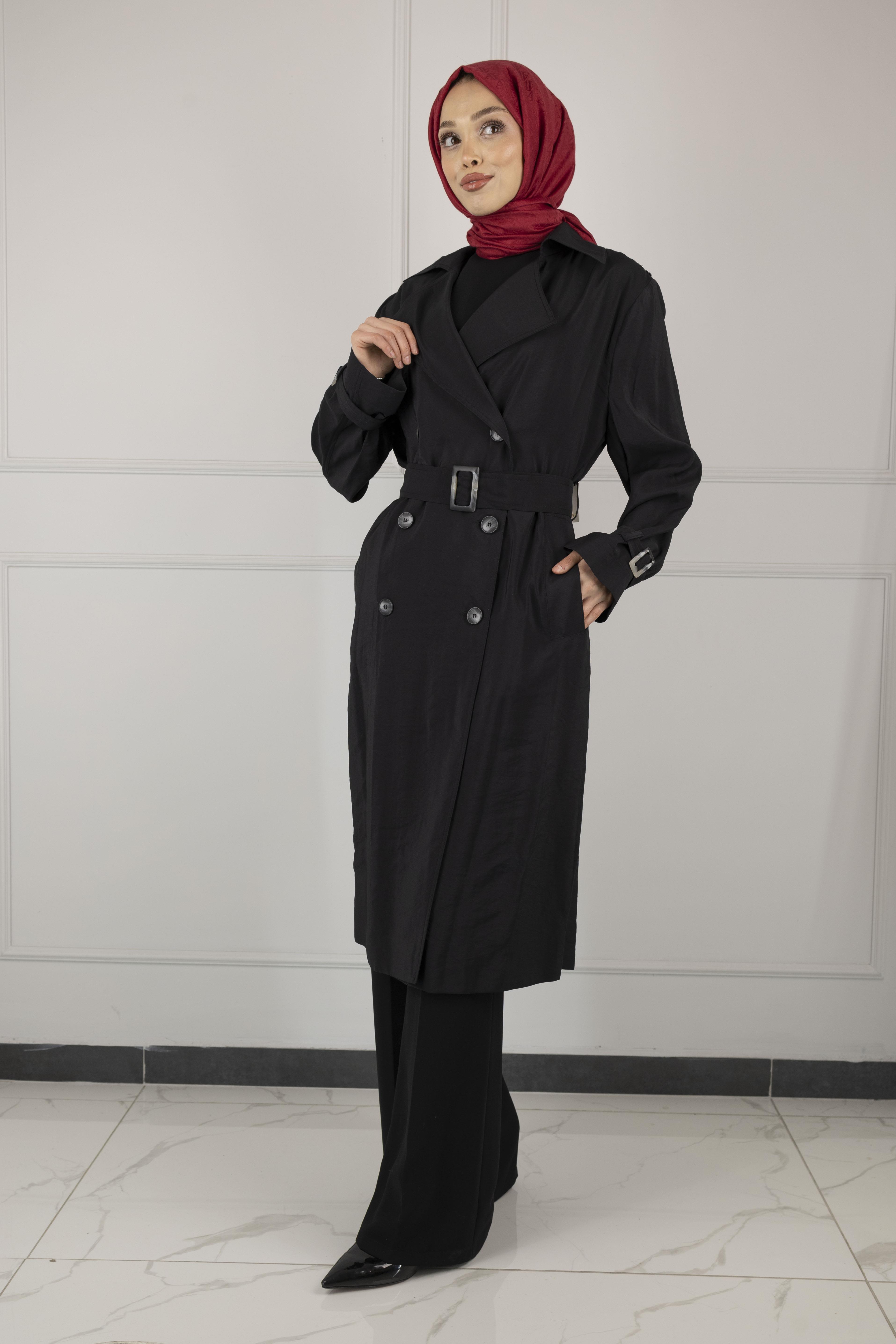 TENSEL YAZLIK TRENCHCOAT Siyah OTW44406