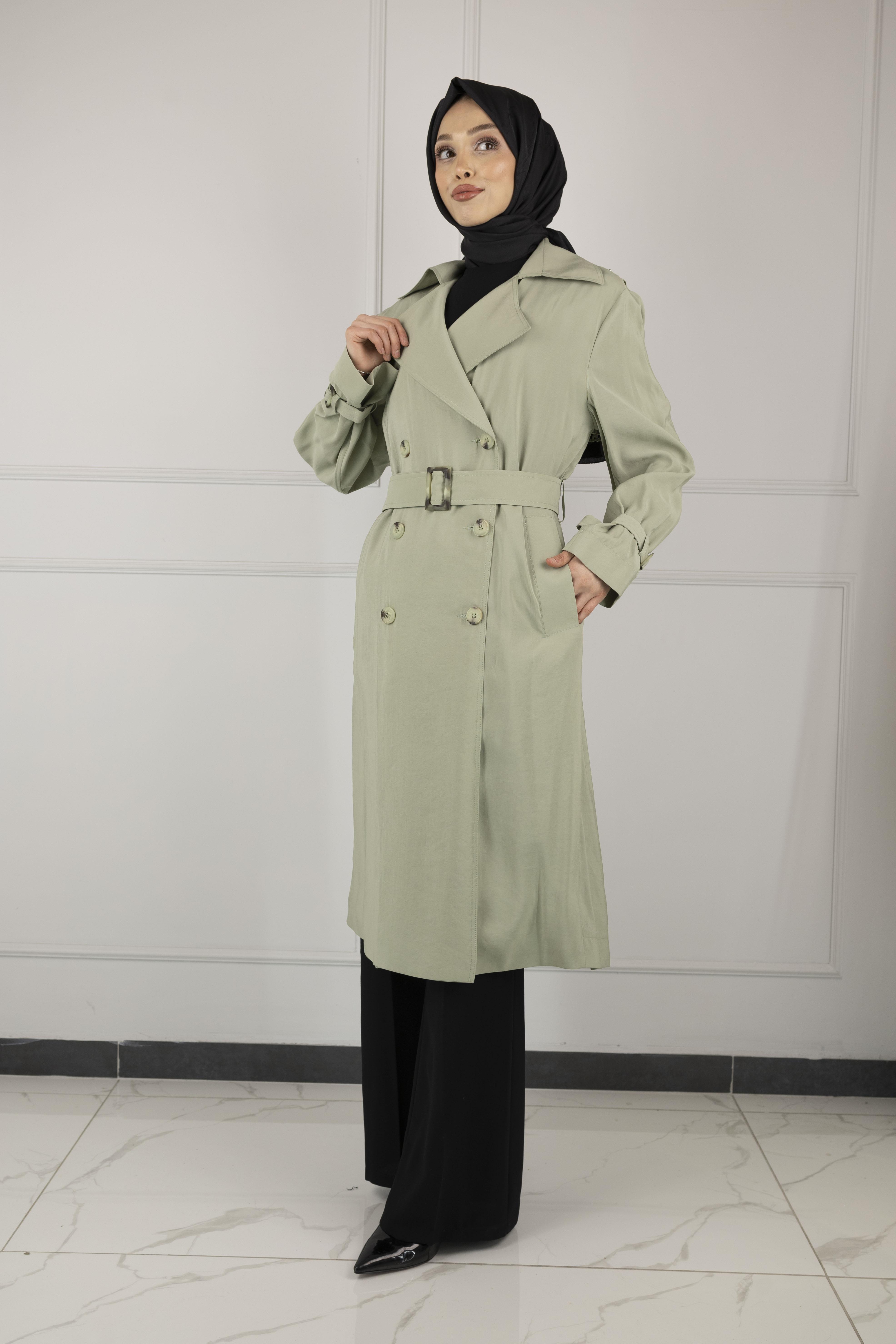 TENSEL YAZLIK TRENCHCOAT Yeşil OTW44406