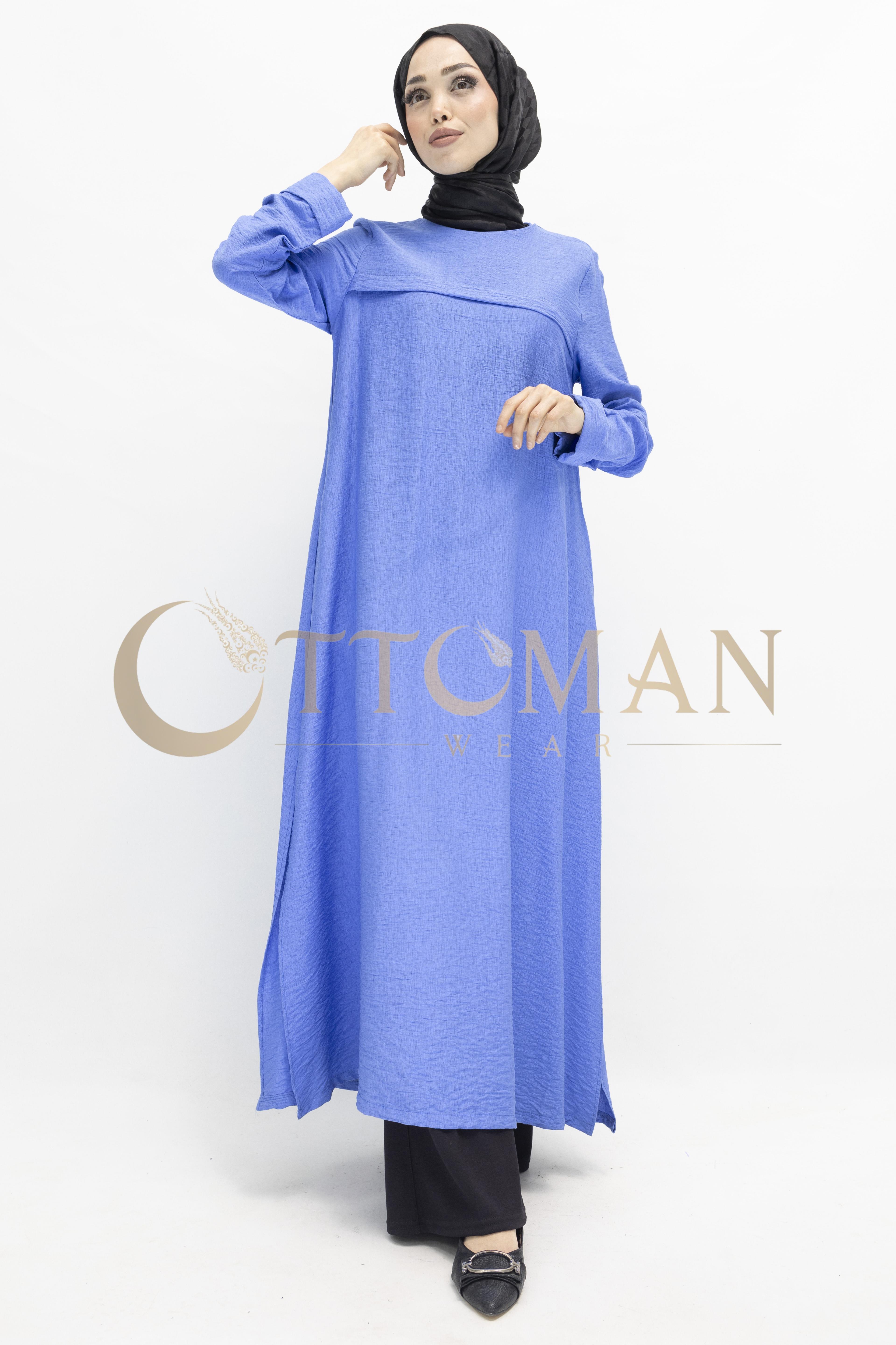 Uzun  Keten Aerobin Tunik İndigo OTW2307