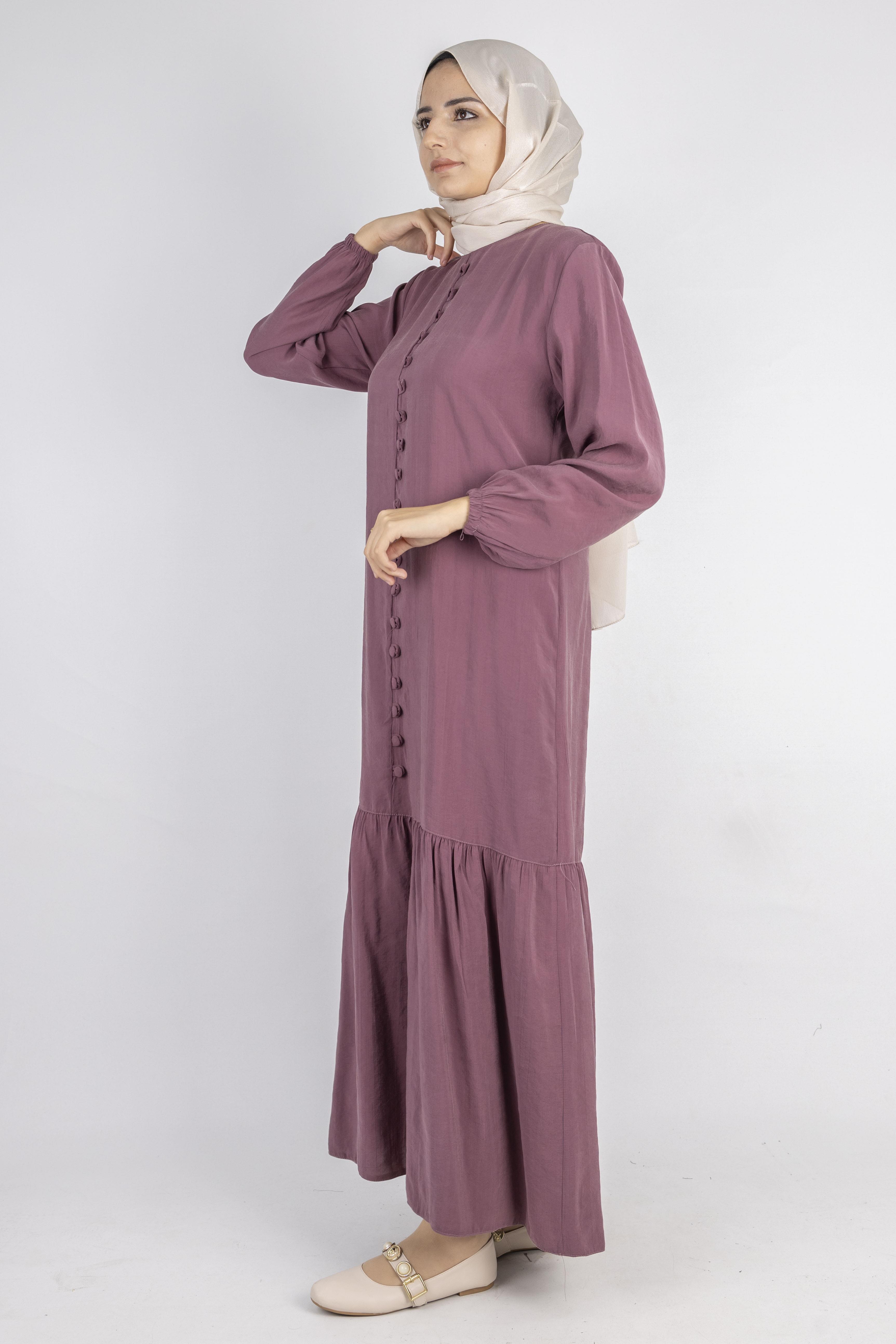 Volan Etek Detaylı Düğmeli Elbise Dut OTW2178