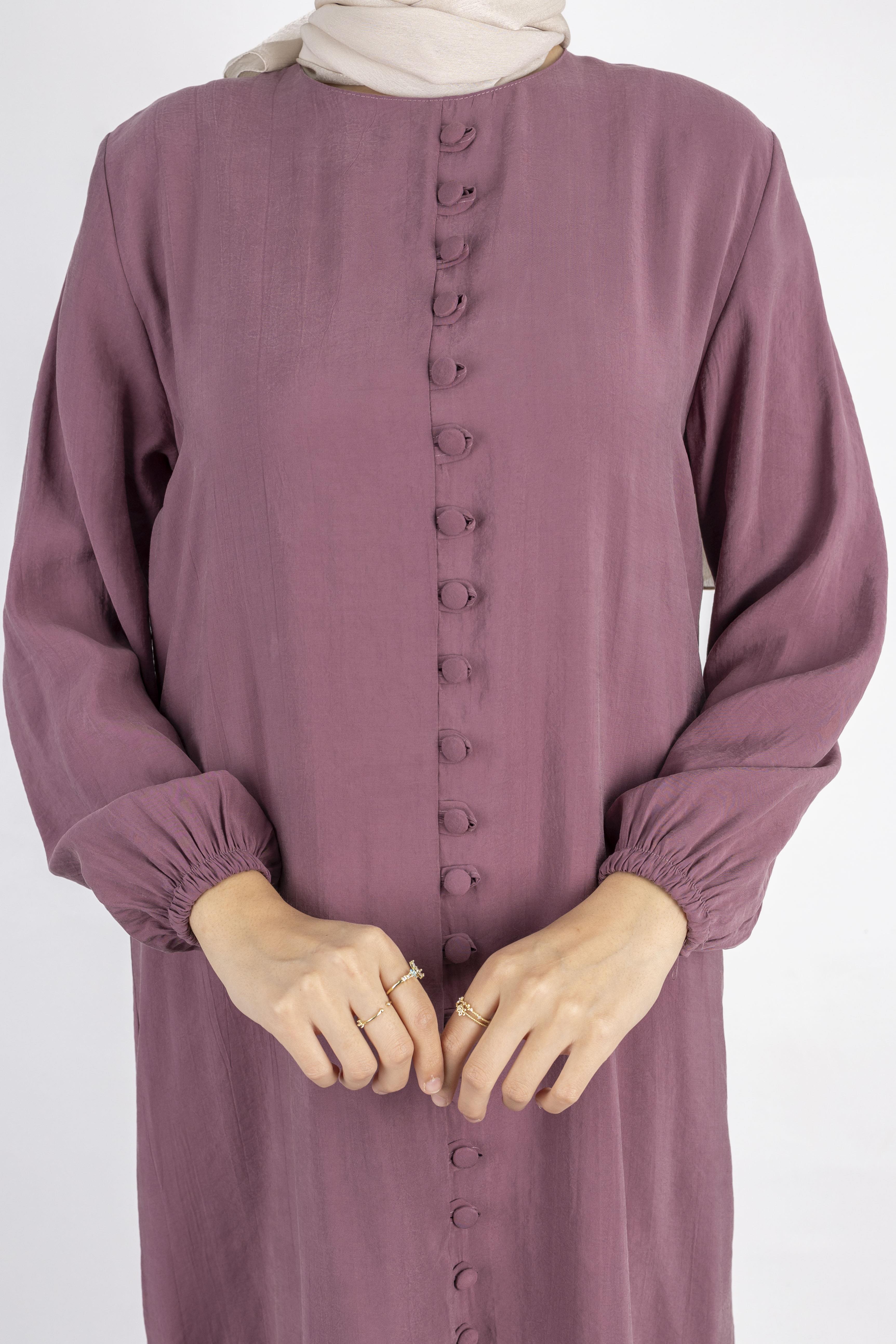 Volan Etek Detaylı Düğmeli Elbise Dut OTW2178