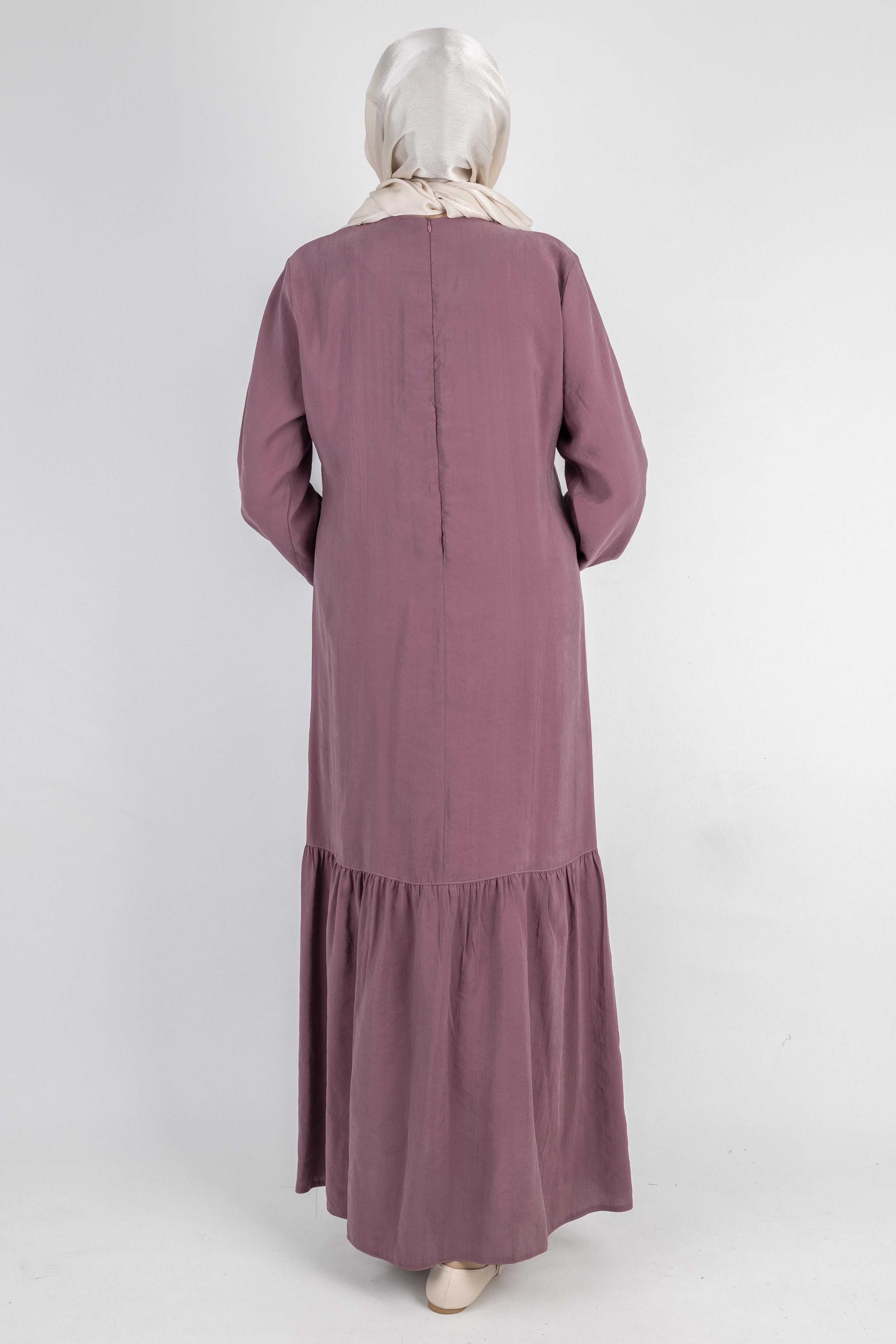 Volan Etek Detaylı Düğmeli Elbise Dut OTW2178