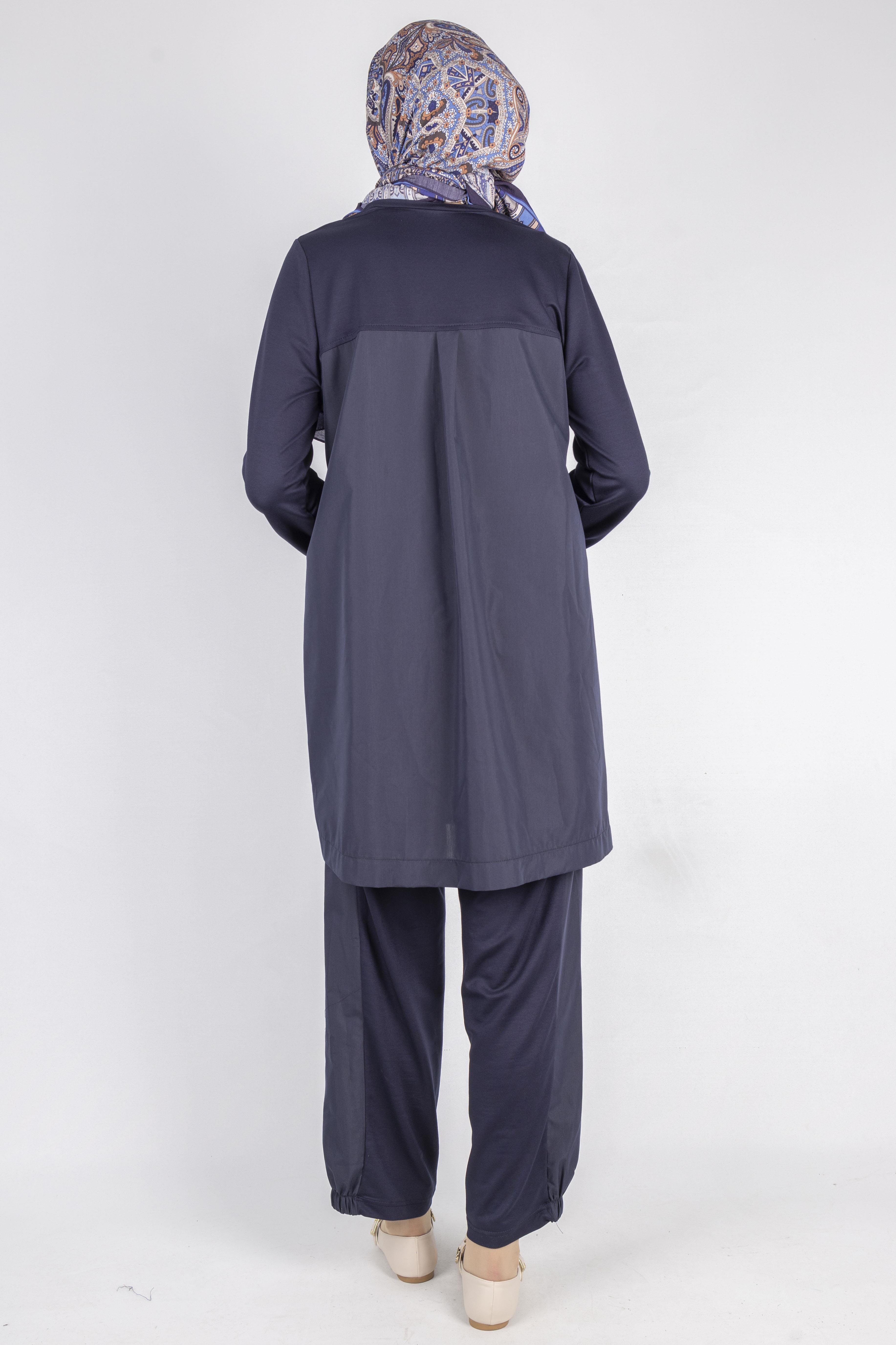 Yama Desenli Tunik Takım Lacivert OTW007