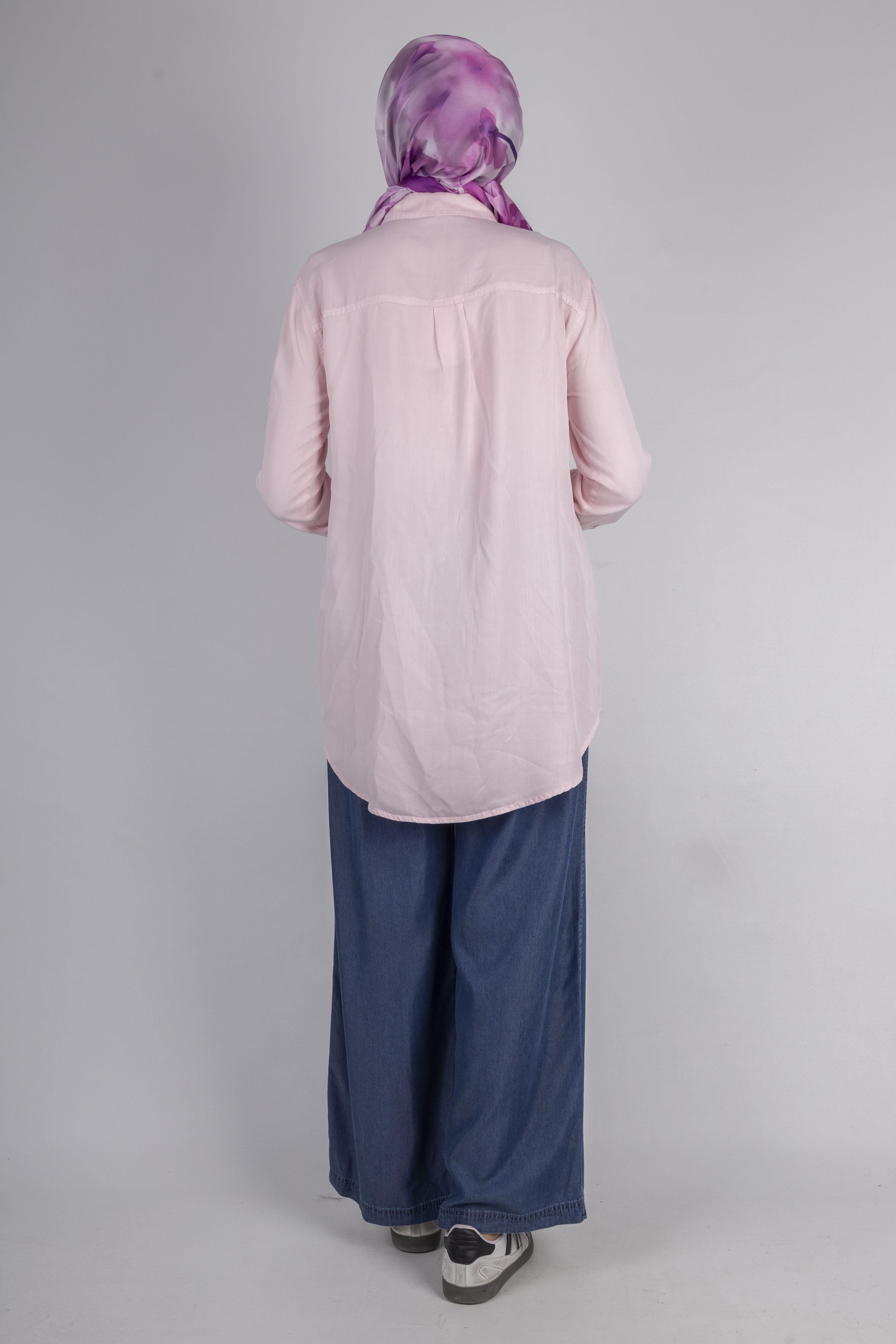 Yıldız Nakışlı Gömlek Pembe OTW7343